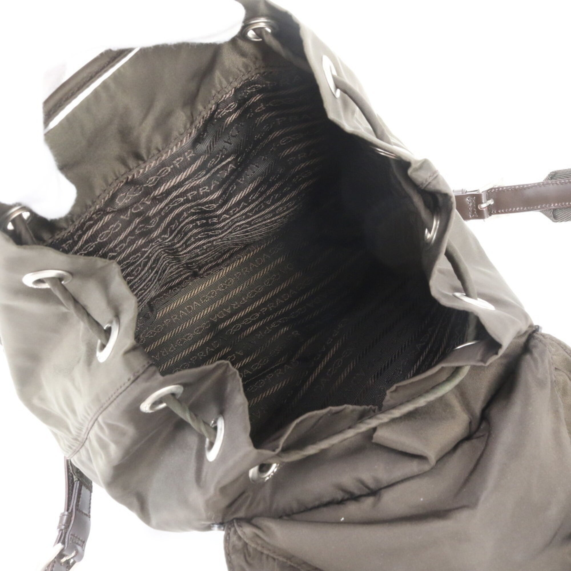 Prada Green Khaki Nylon Leather Backpack (Pre-Owned)