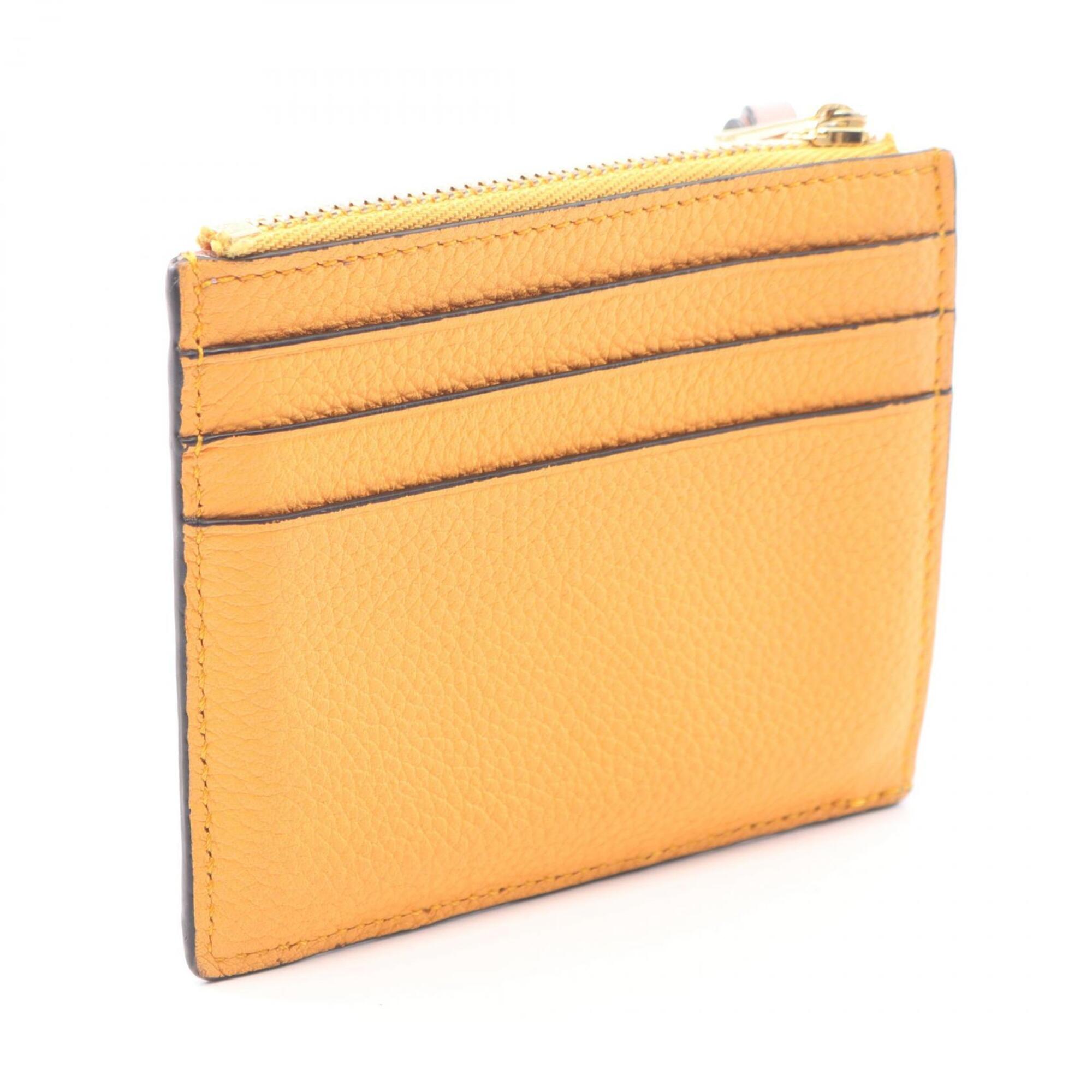 Loewe Brown Orange Pink Leather Coin Purse/Coin Case (Pre-Owned)