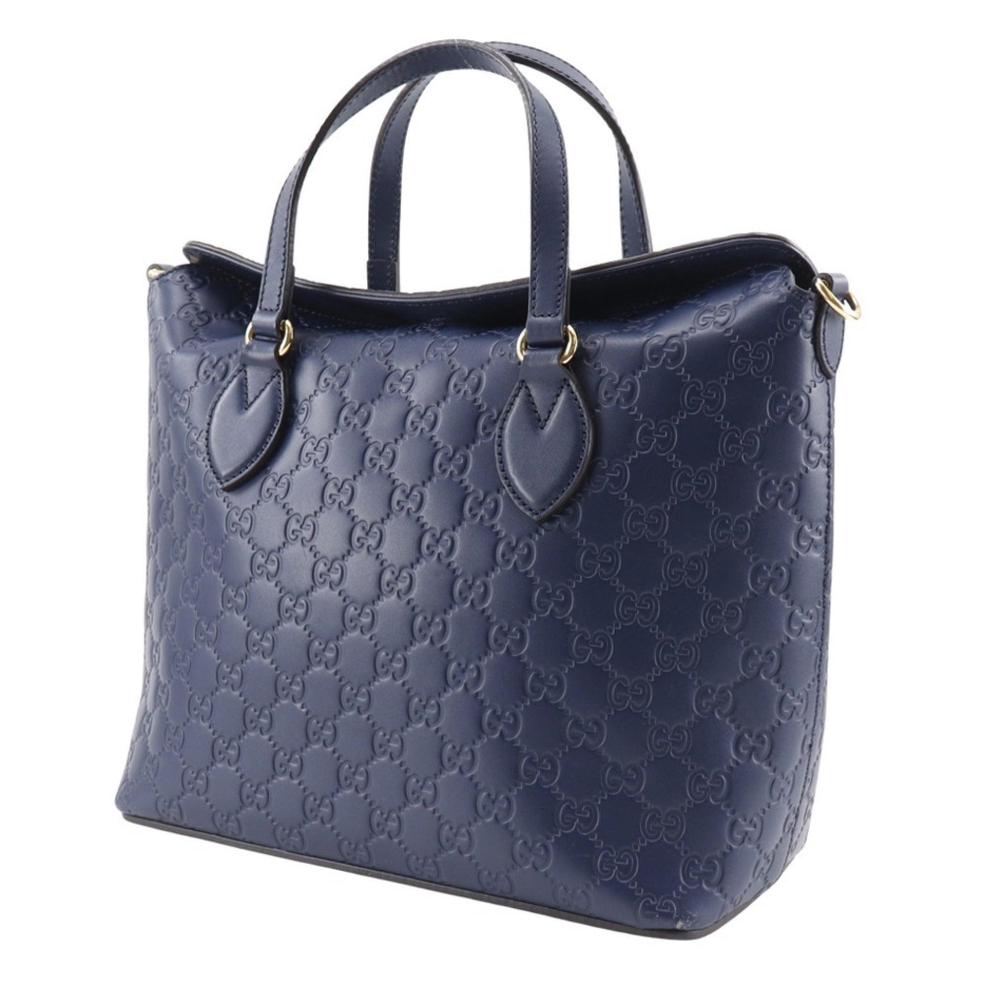 Gucci Navy Leather Handbag (Pre-Owned)