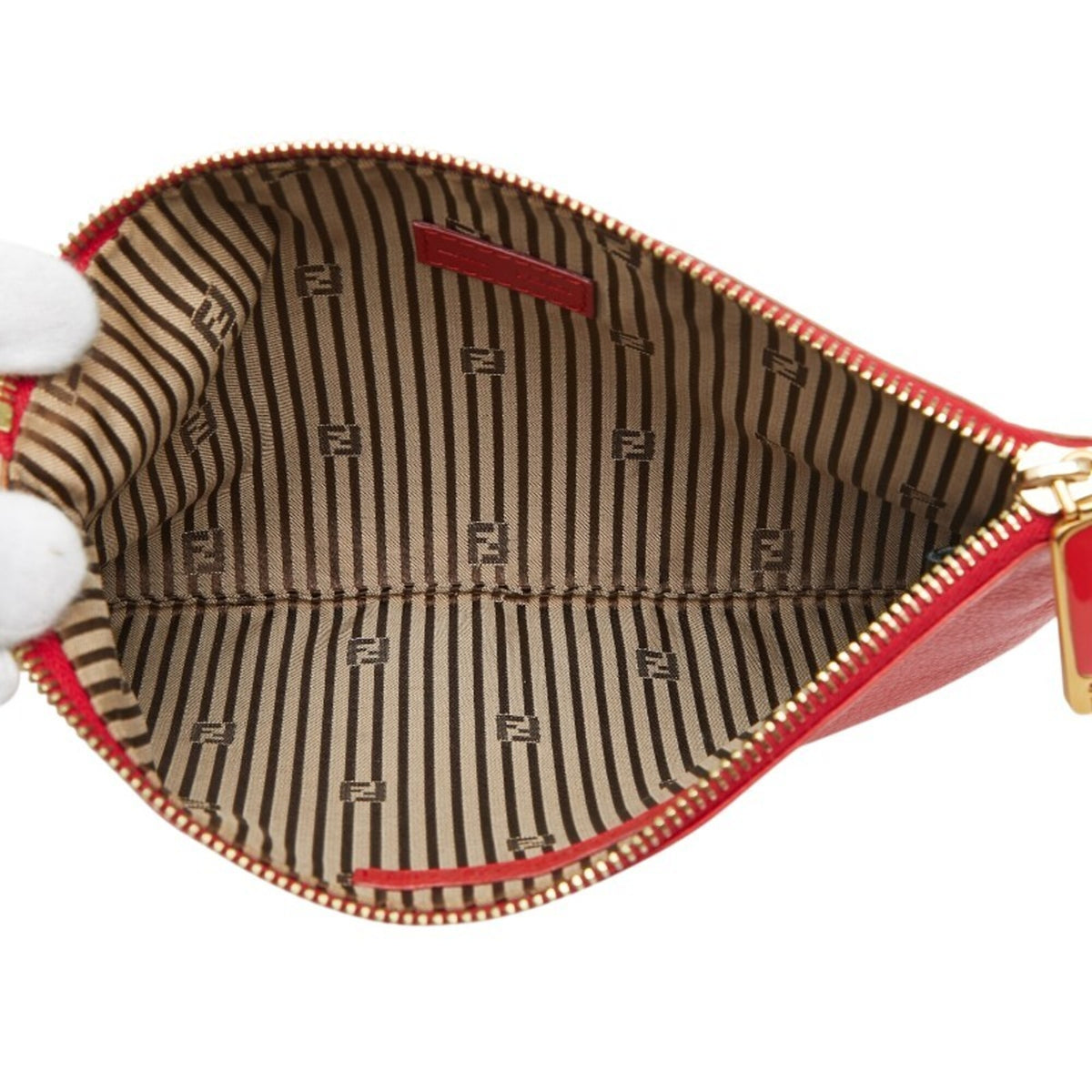 Fendi Red Brown Leather Pouch (Pre-Owned)