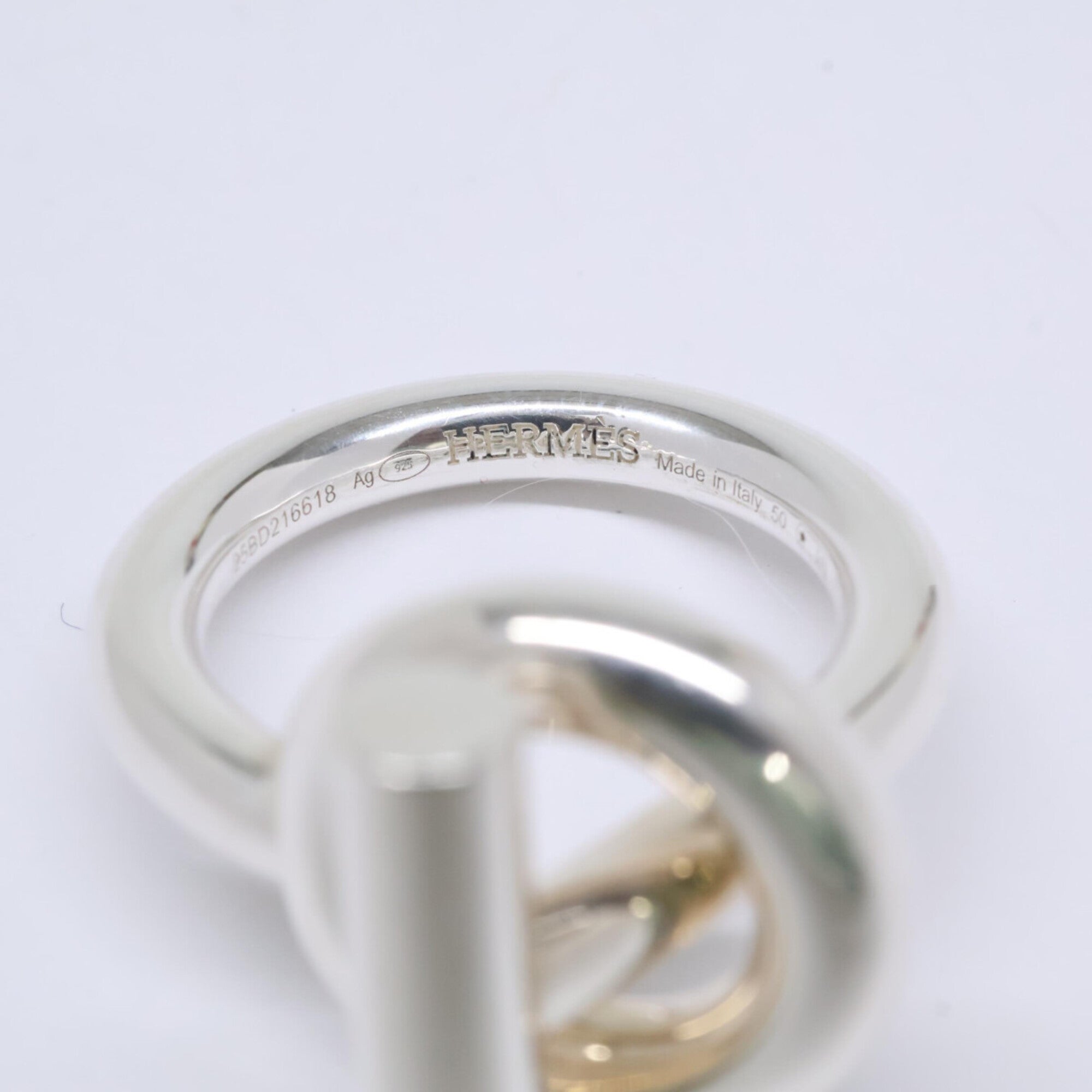 Hermes Silver Silver 925 Band Ring (Pre-Owned)