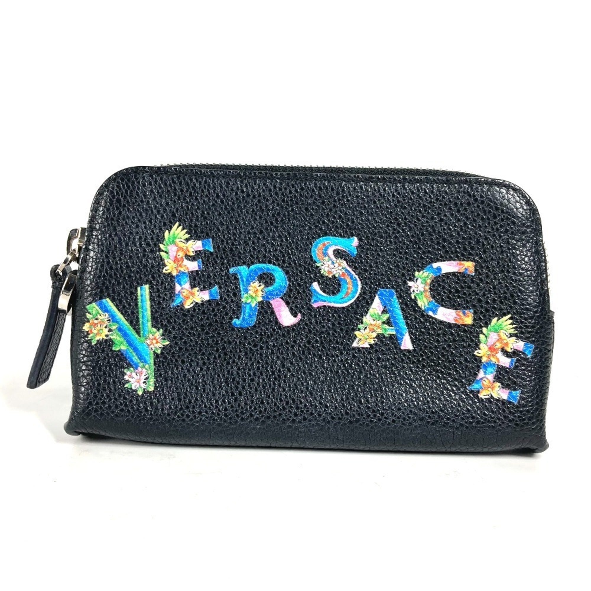 Versace Black Leather Coin Purse/Coin Case (Pre-Owned)