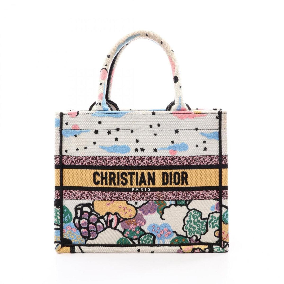 Christian Dior Multi-Color White Canvas Handbag Tote Bag (Pre-Owned)