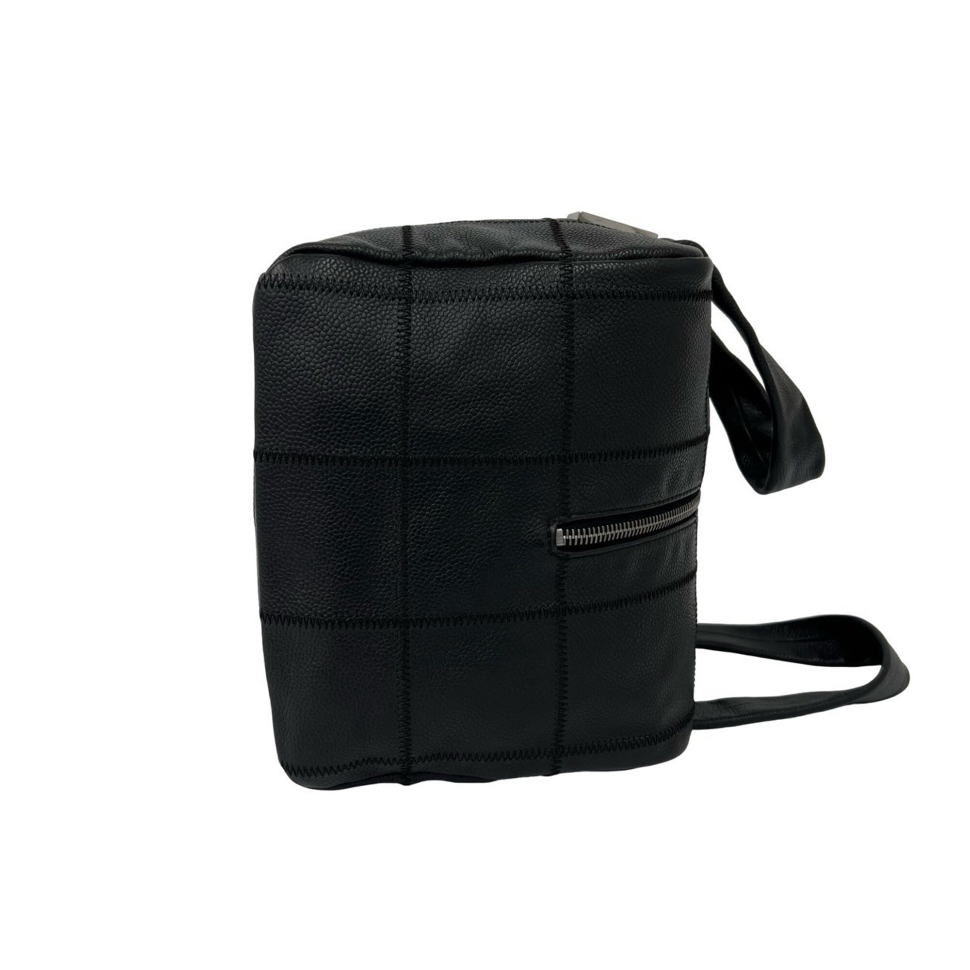 Chanel Black Grained Calfskin Boston Bag Handbag (Pre-Owned)
