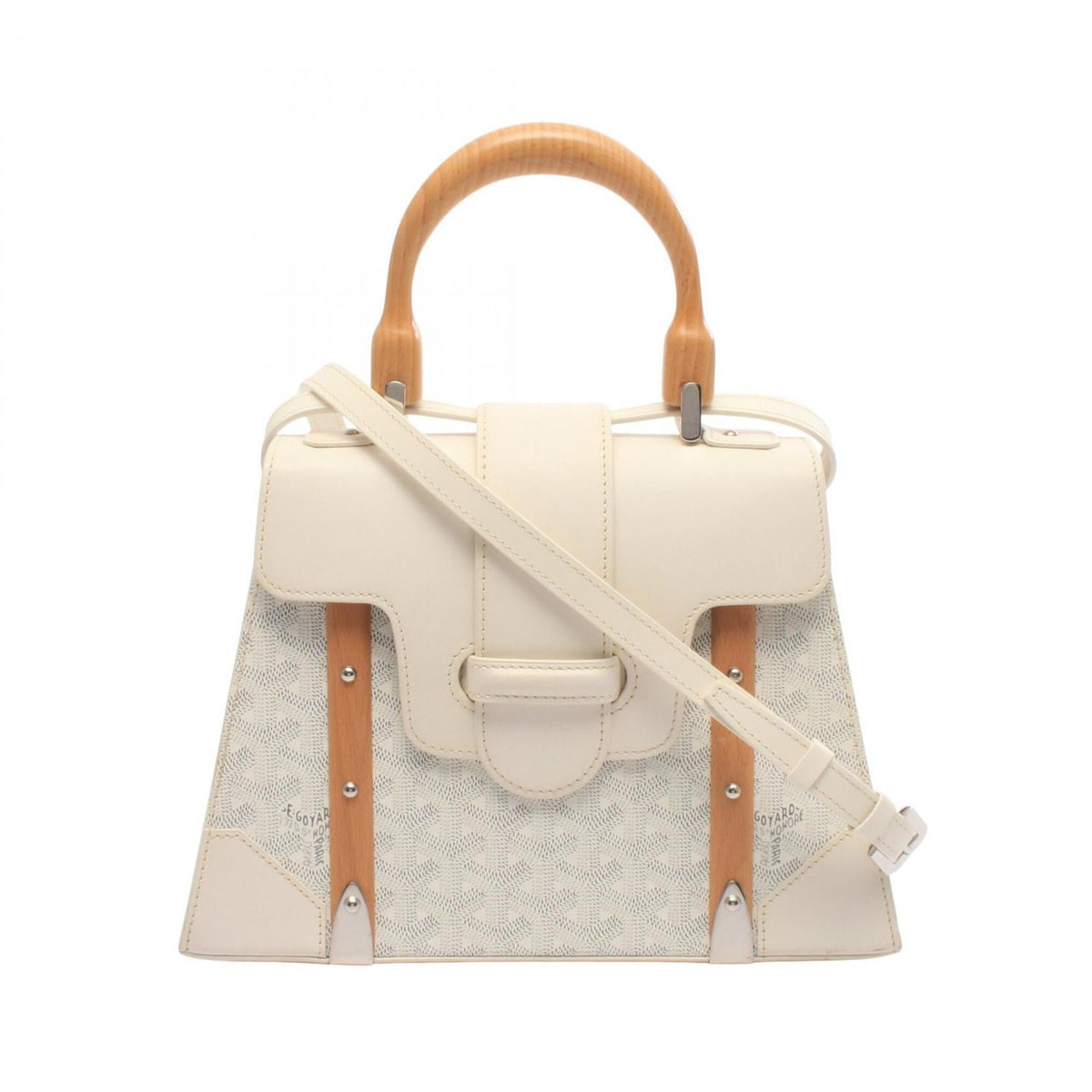 Goyard Gray White Coated Canvas Leather Handbag (Pre-Owned)