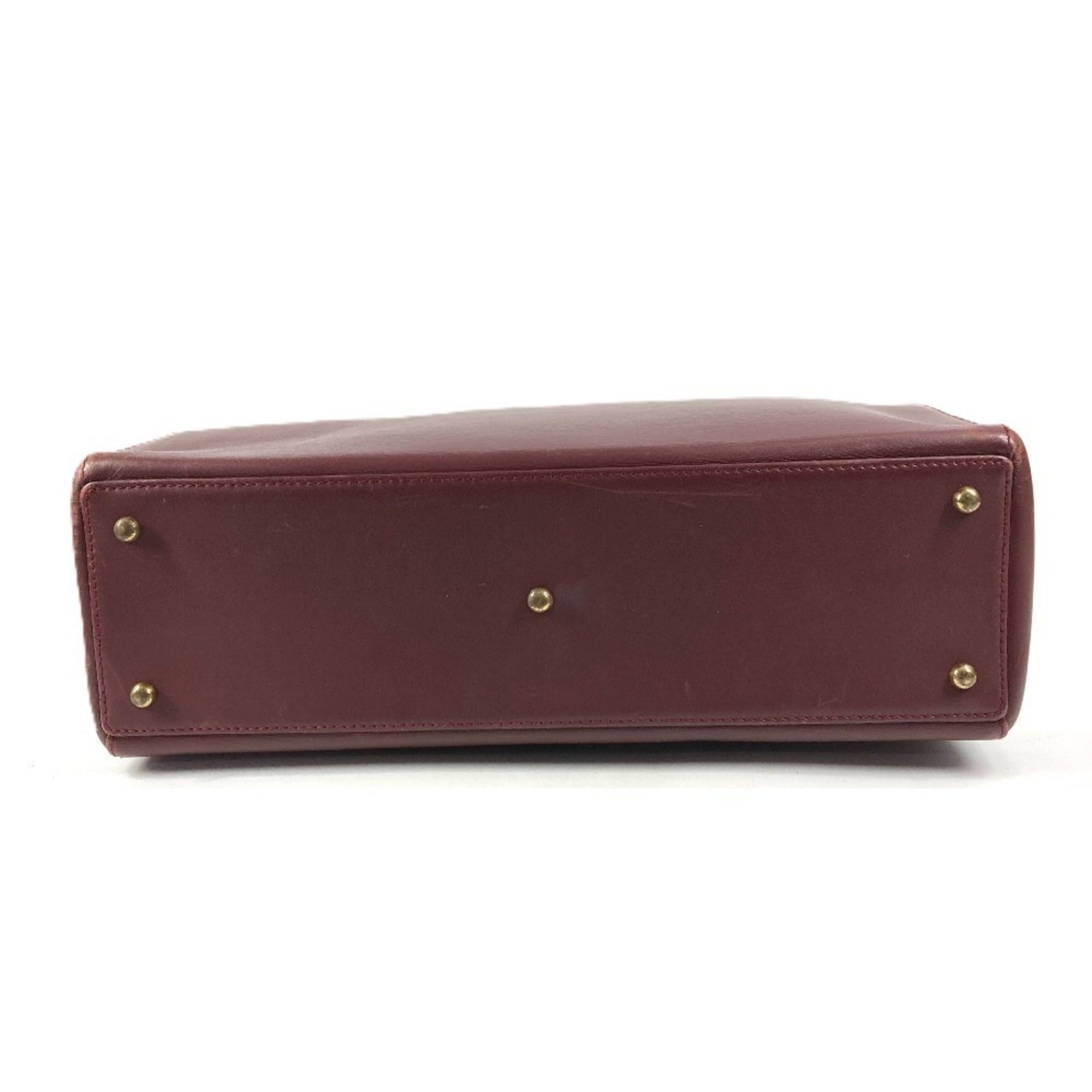 Cartier Must Wine Red Leather Shoulder Bag Tote Bag (Pre-Owned)