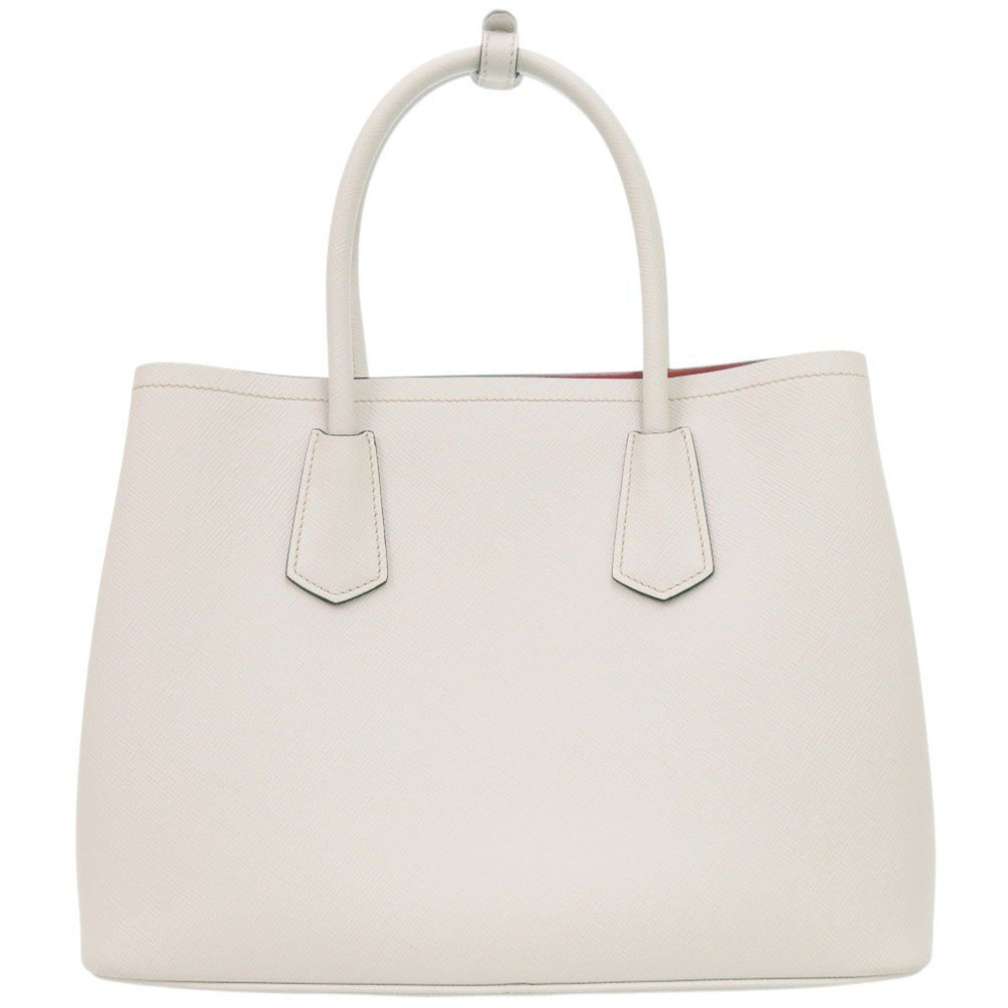Prada Ivory Red Color Leather Handbag (Pre-Owned)