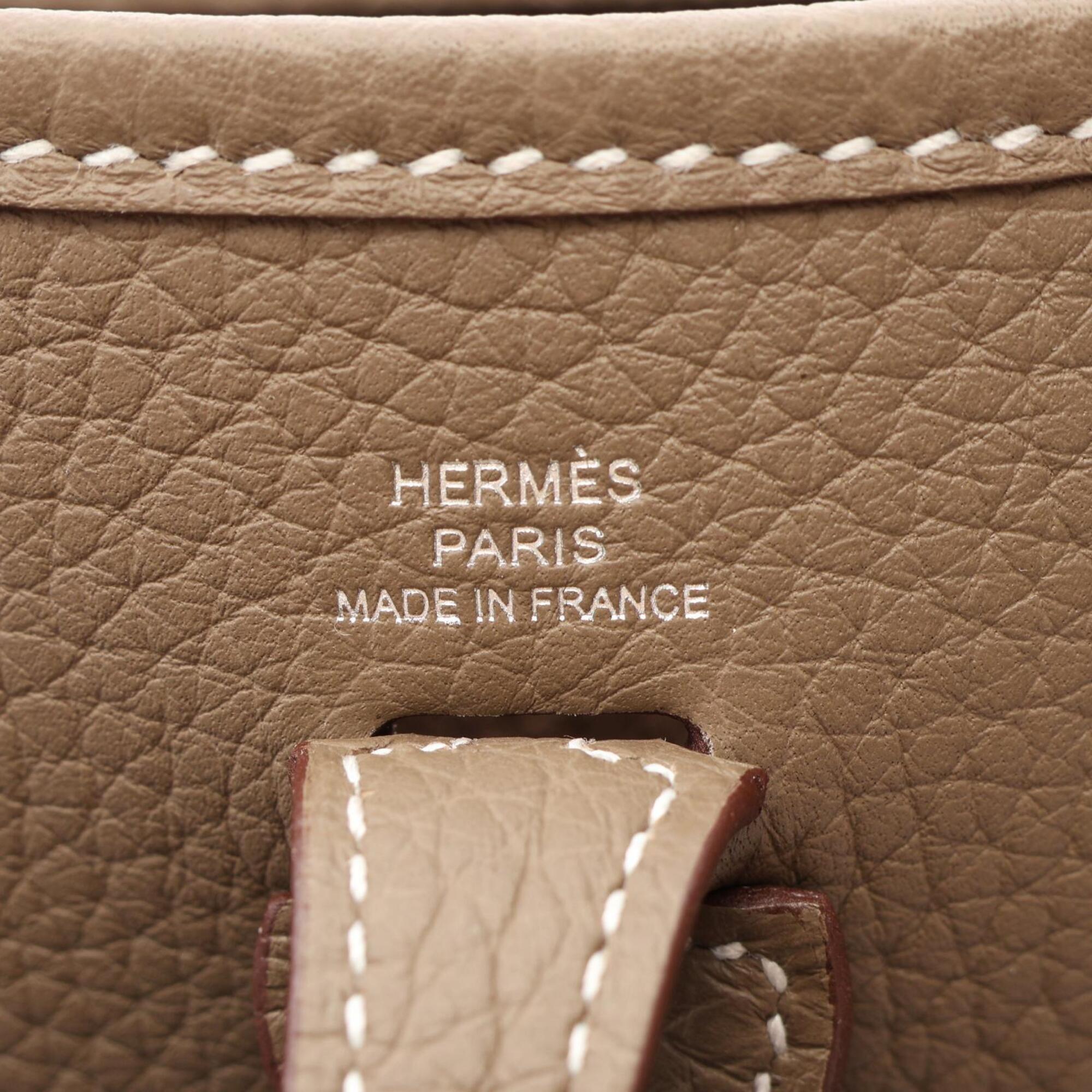 Hermes Beige Etoupe Gray Taurillon Clemence Leather Handbag Shoulder Bag (Pre-Owned)
