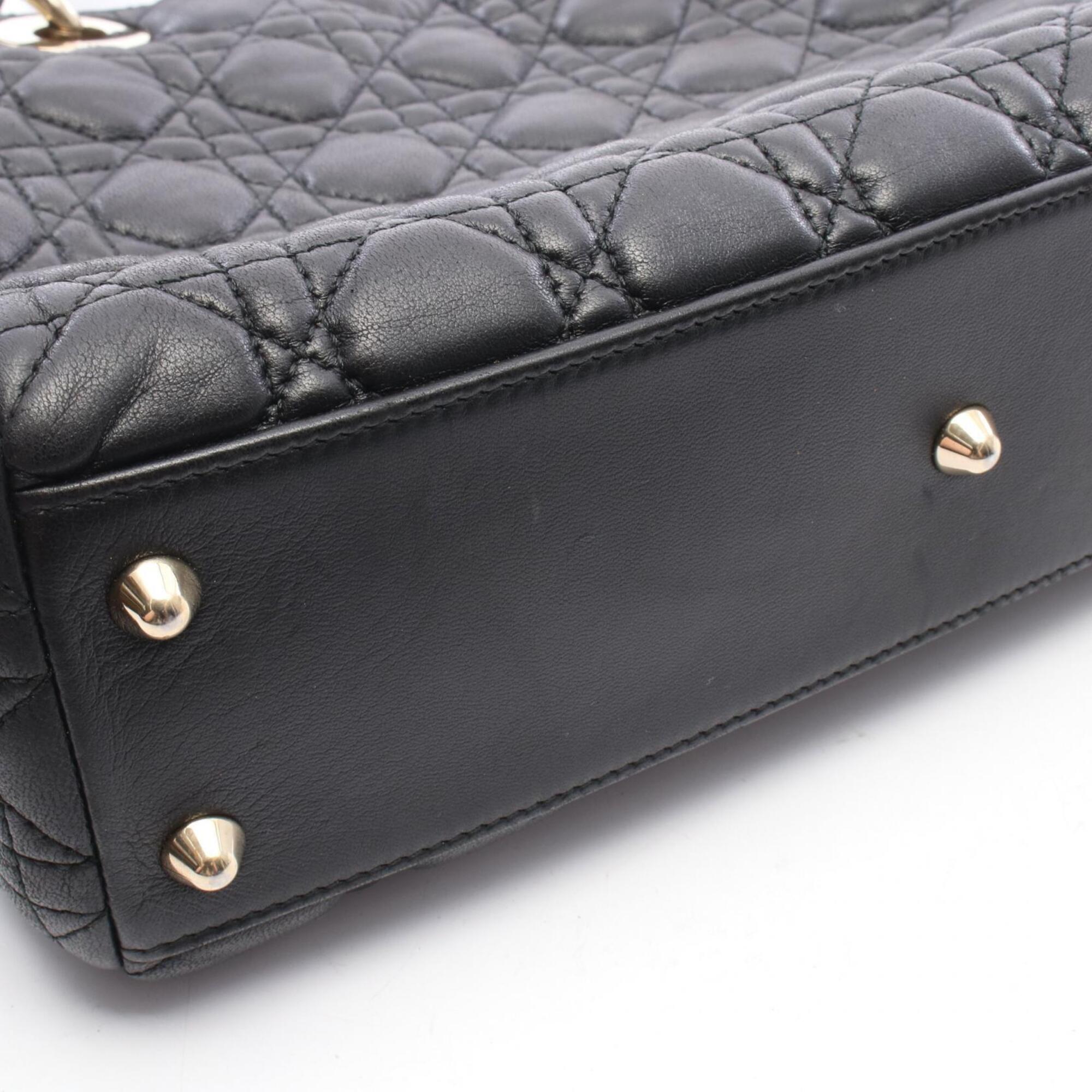 Christian Dior Black Leather Handbag Tote Bag (Pre-Owned)
