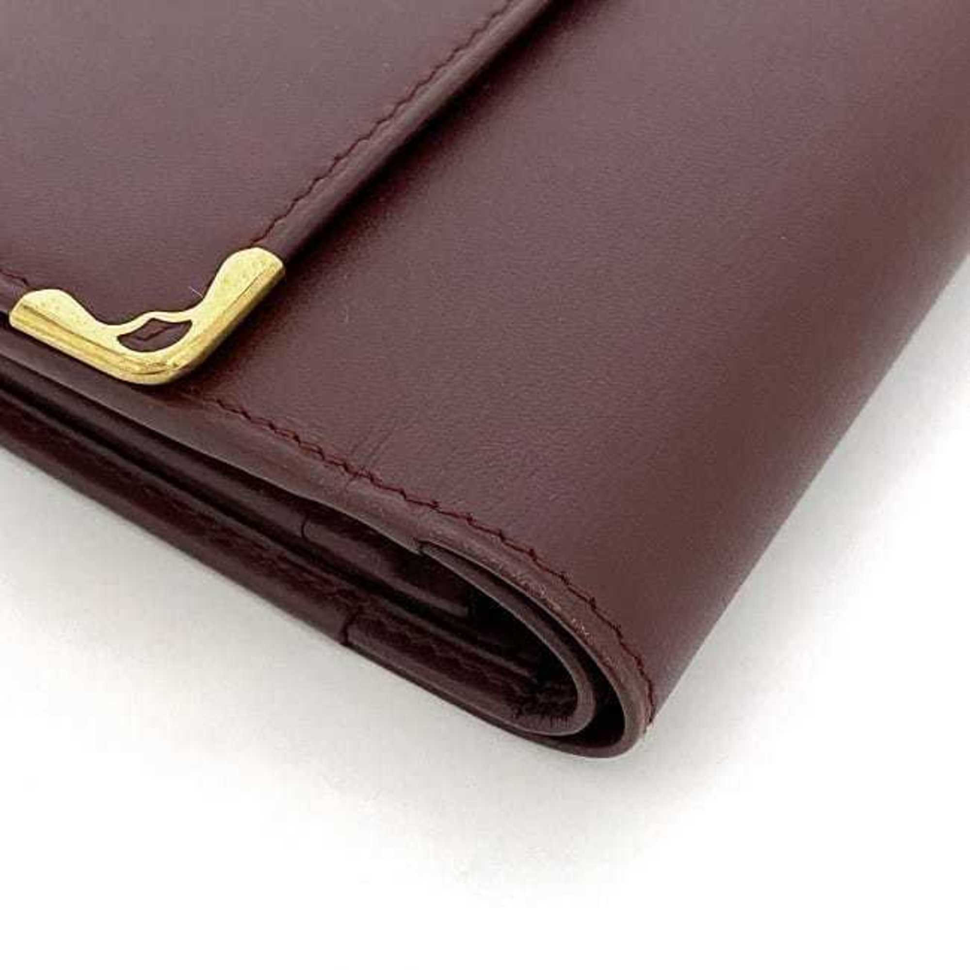 Cartier Bordeaux Leather Wallet (Tri-Fold) (Pre-Owned)