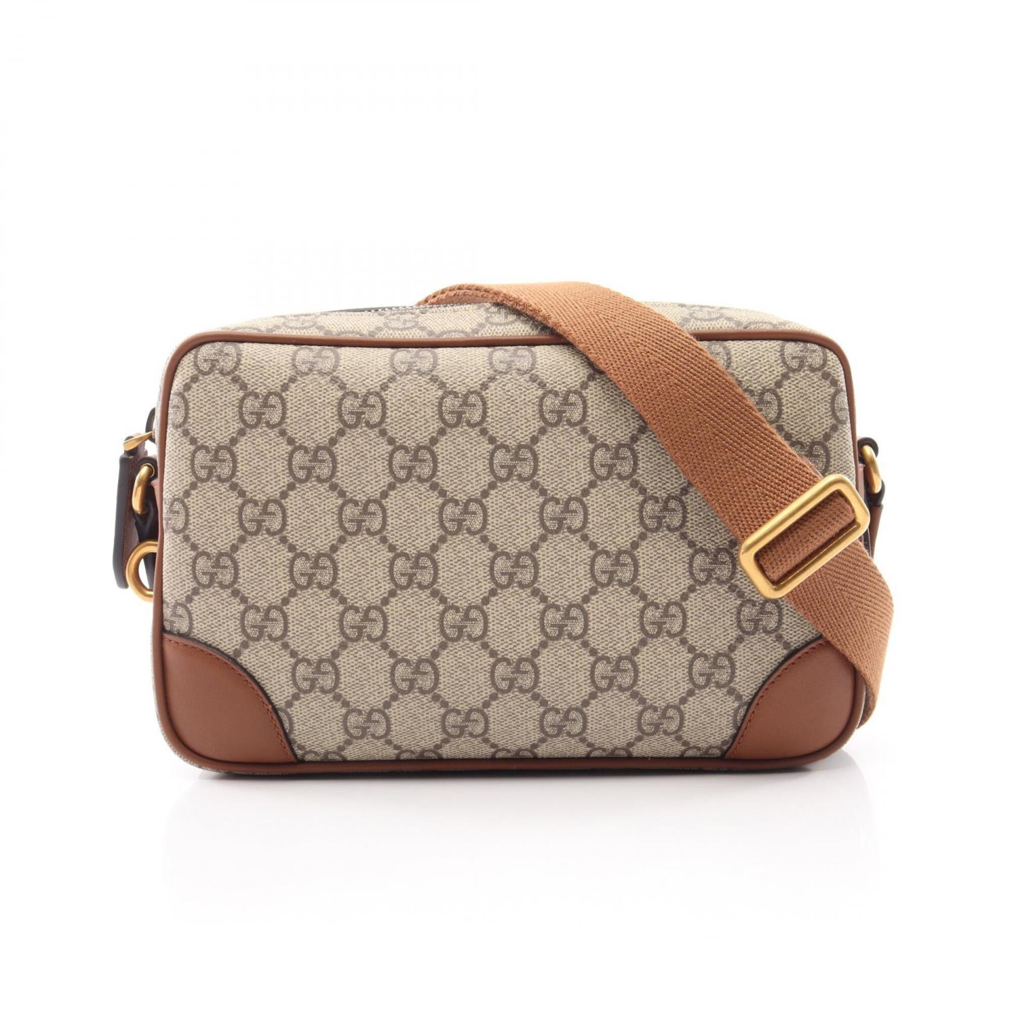 Gucci Beige Brown Coated Canvas Leather Handbag Shoulder Bag (Pre-Owned)