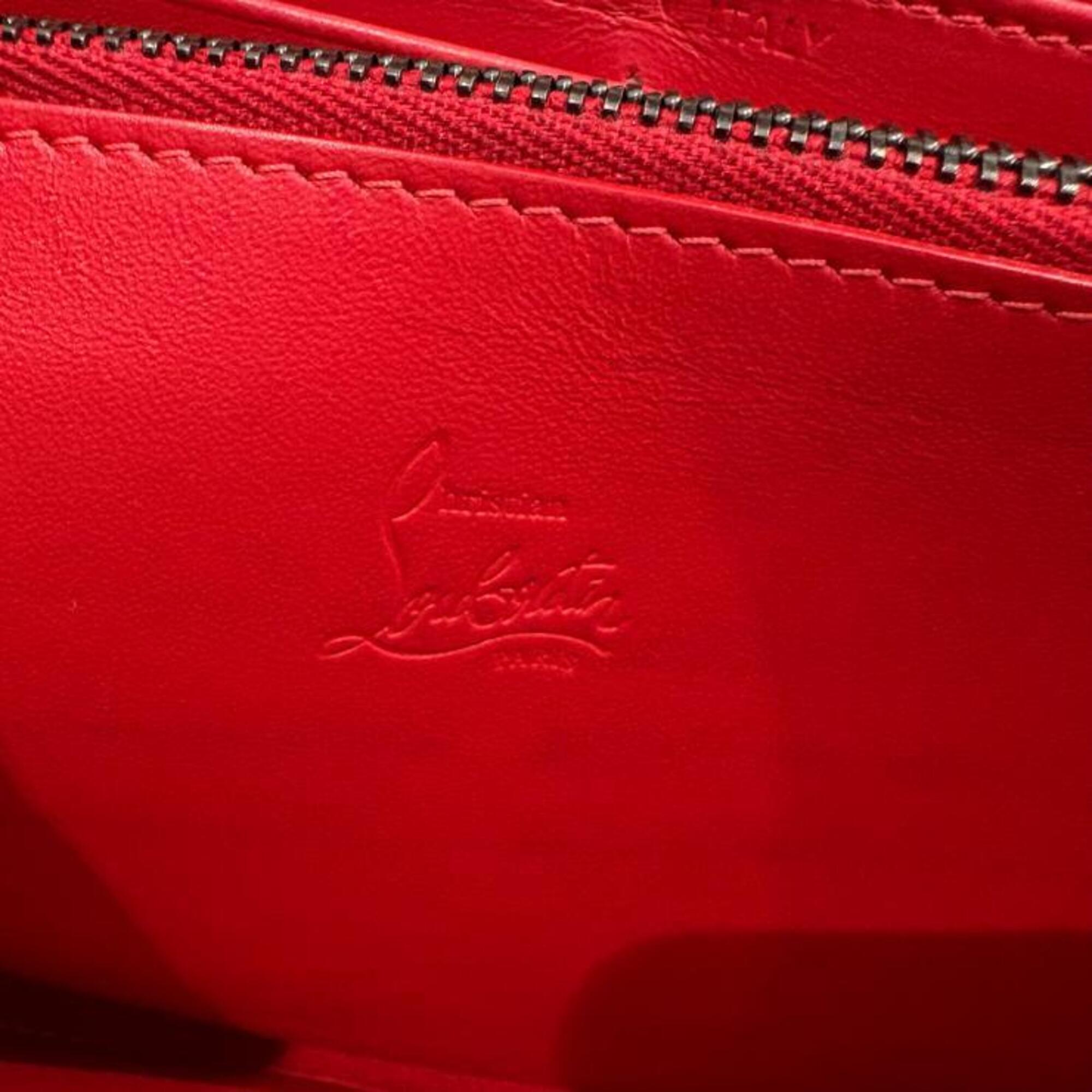 Christian Louboutin Black Red Color Leather Long Wallet (Bi-Fold) (Pre-Owned)