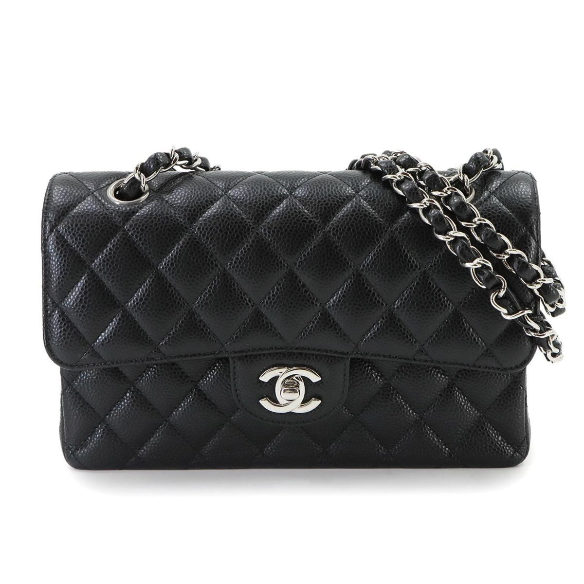Chanel Black Grained Calfskin Handbag Shoulder Bag (Pre-Owned)