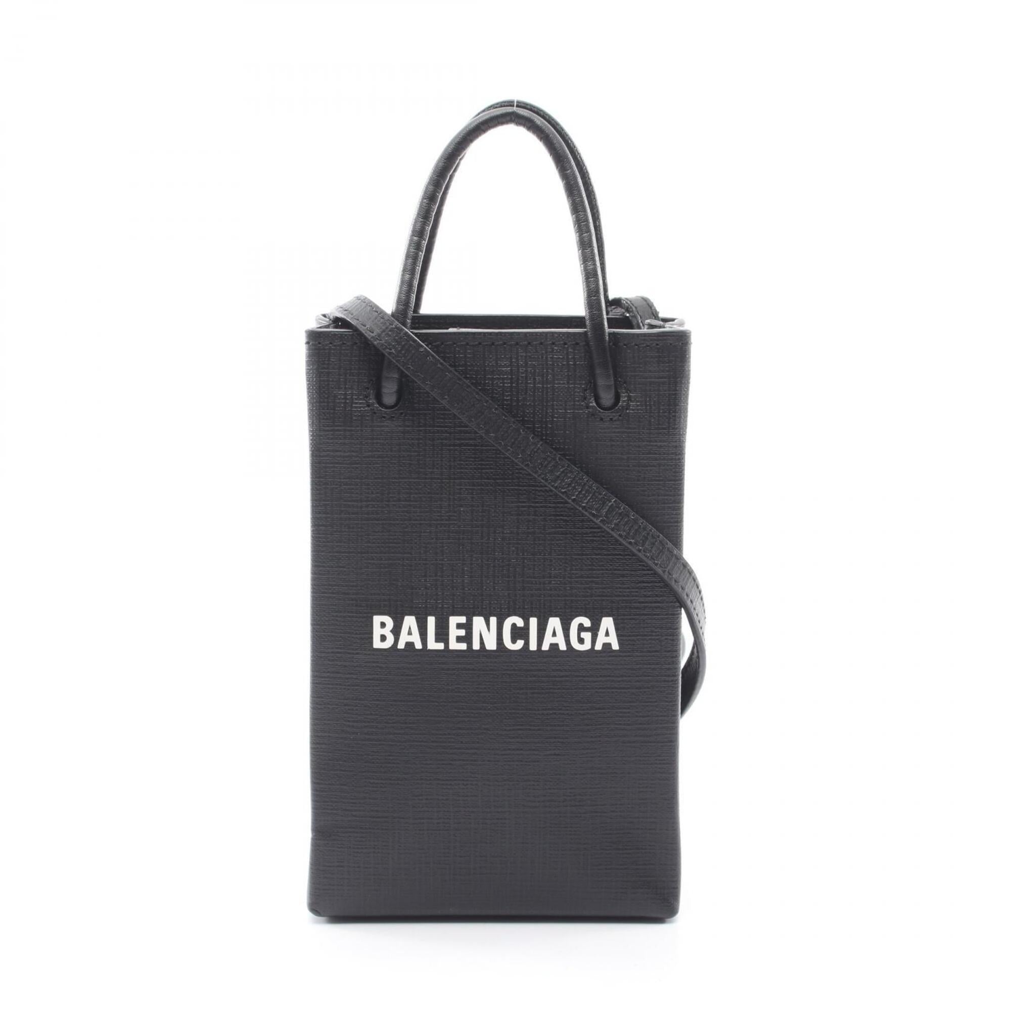 Balenciaga Black Leather Handbag Tote Bag (Pre-Owned)