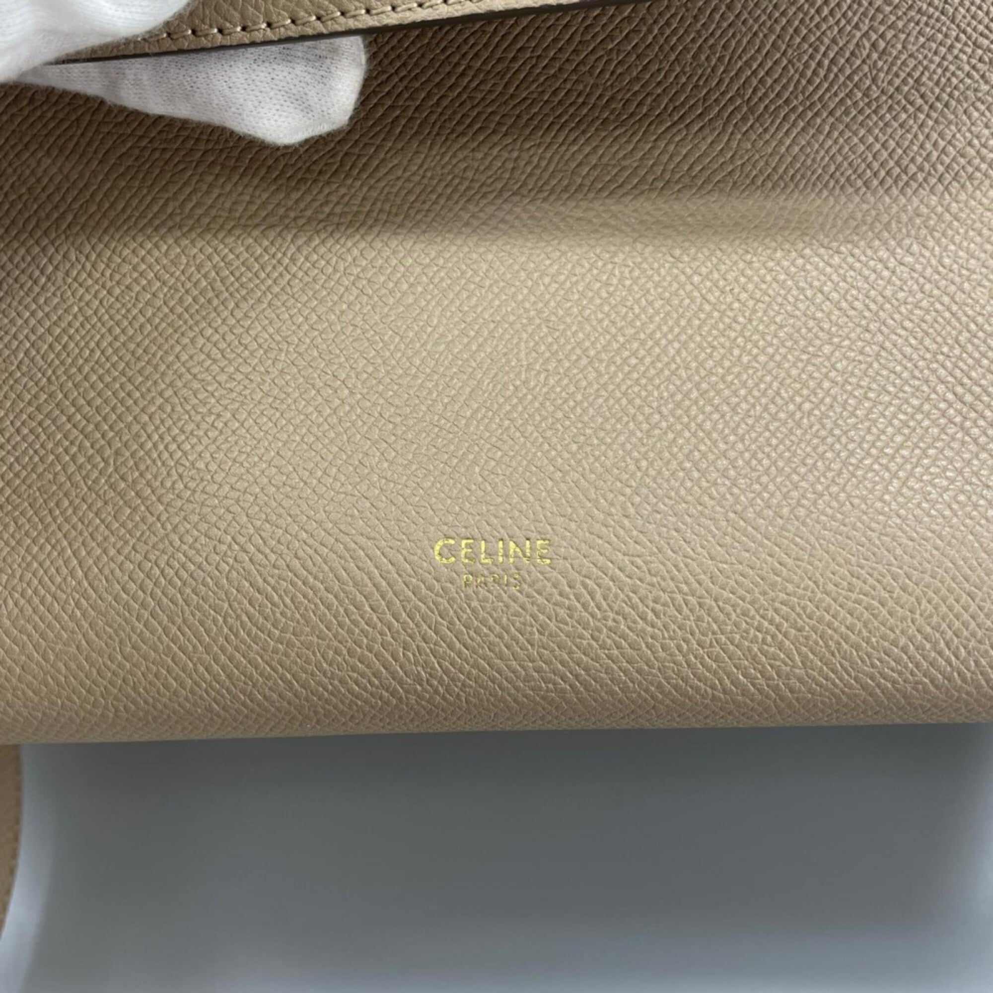 Celine Beige Beige Gold White Leather Handbag (Pre-Owned)