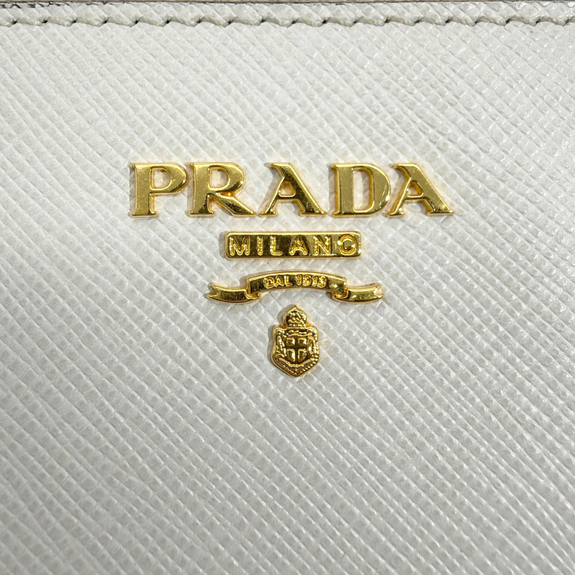 Prada Black White Leather Clutch Bag Handbag Pouch (Pre-Owned)