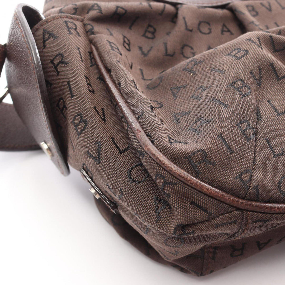 Bvlgari Brown Canvas Leather Handbag Shoulder Bag (Pre-Owned)