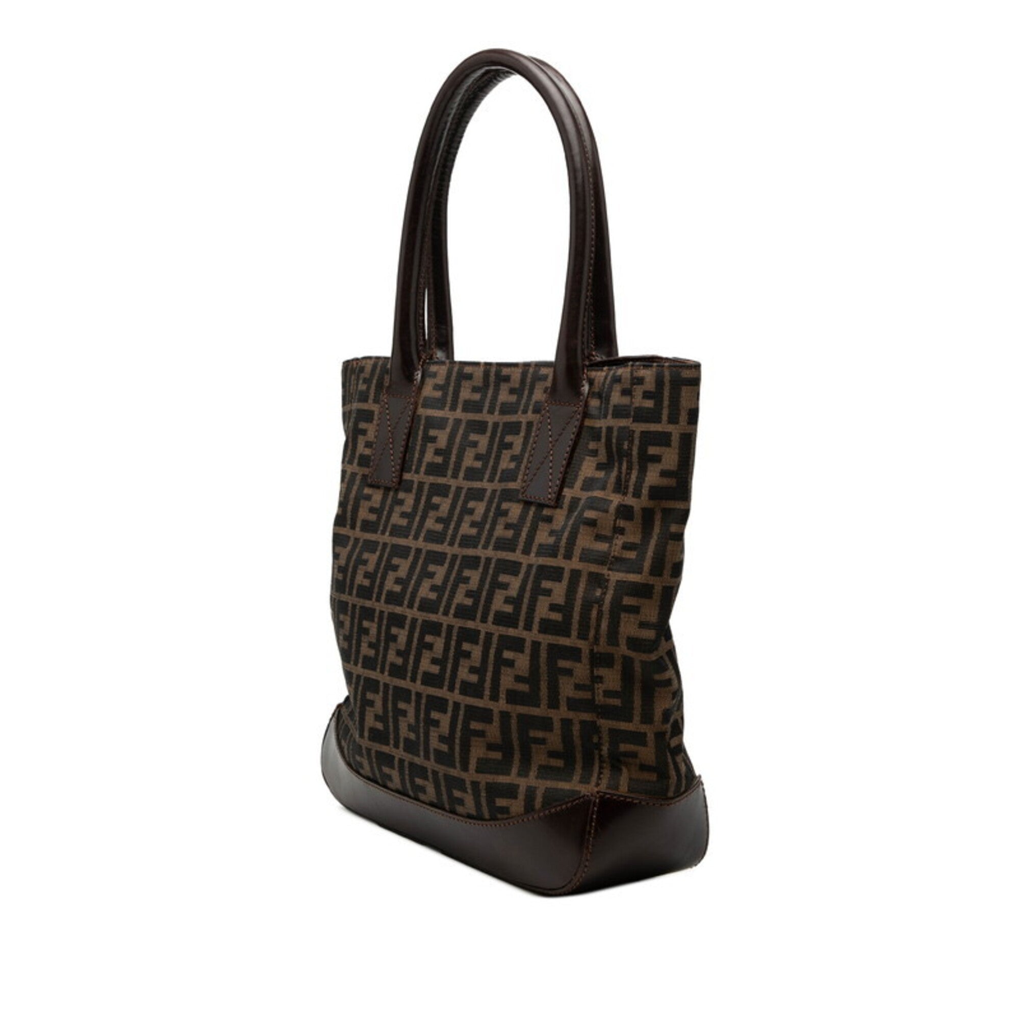 Fendi Brown Canvas Leather Handbag Tote Bag (Pre-Owned)