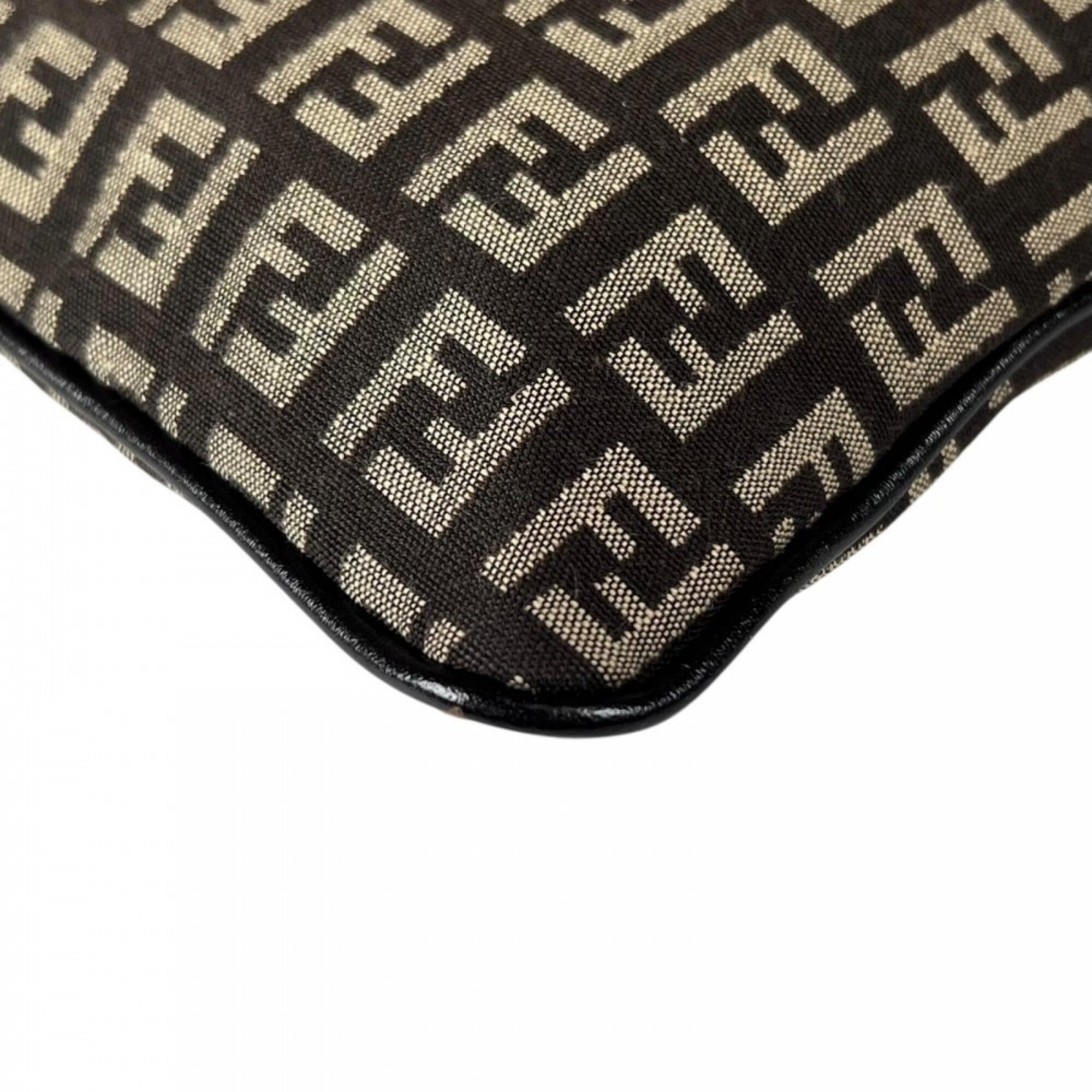 Fendi Brown Canvas Leather Shoulder Bag (Pre-Owned)