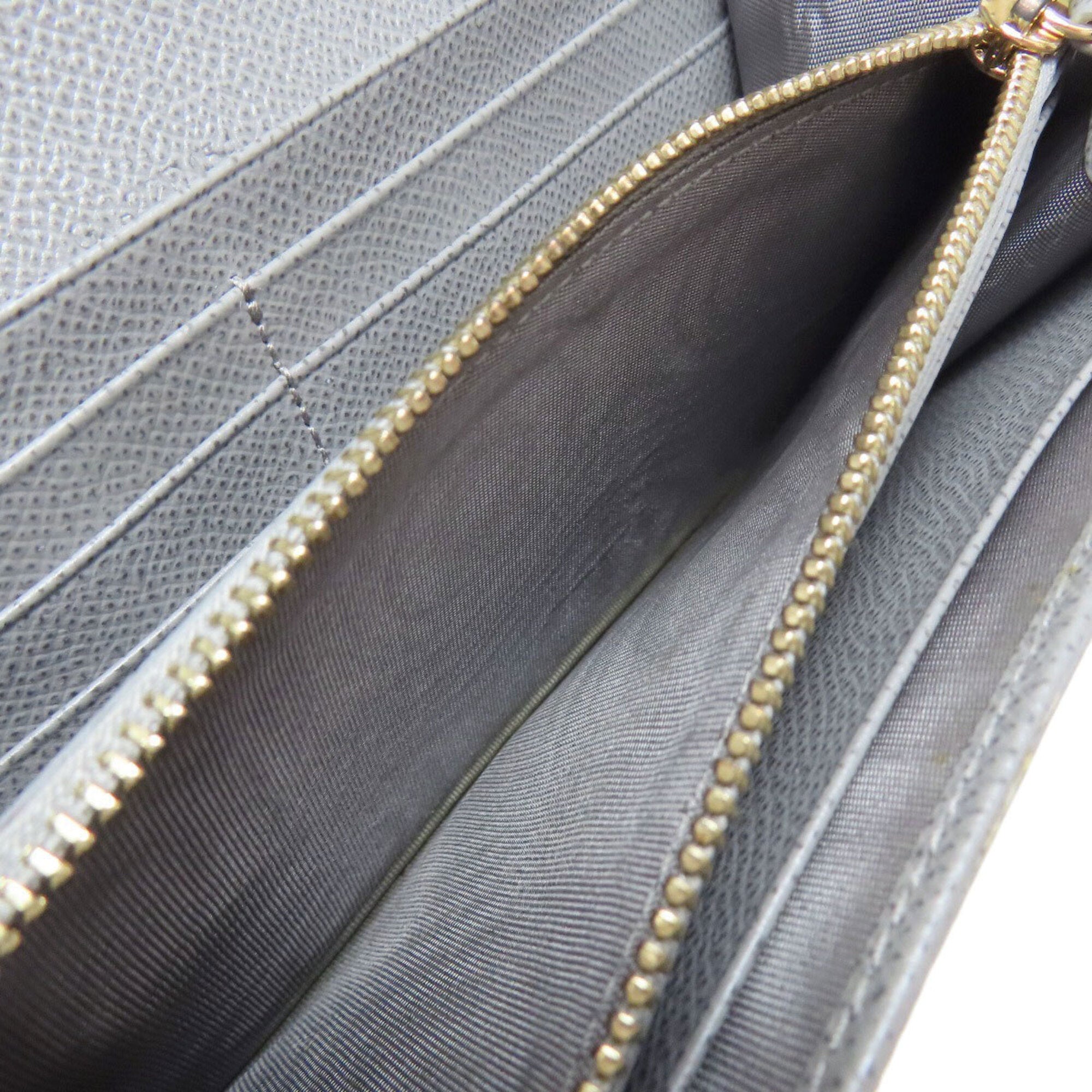 Salvatore Ferragamo Gray Leather Long Wallet (Tri-Fold) (Pre-Owned)