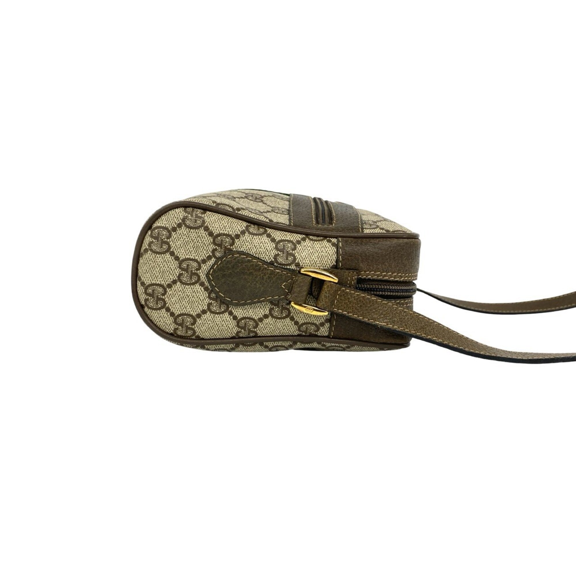 Gucci Brown Green Red Color Leather Pvc Shoulder Bag (Pre-Owned)