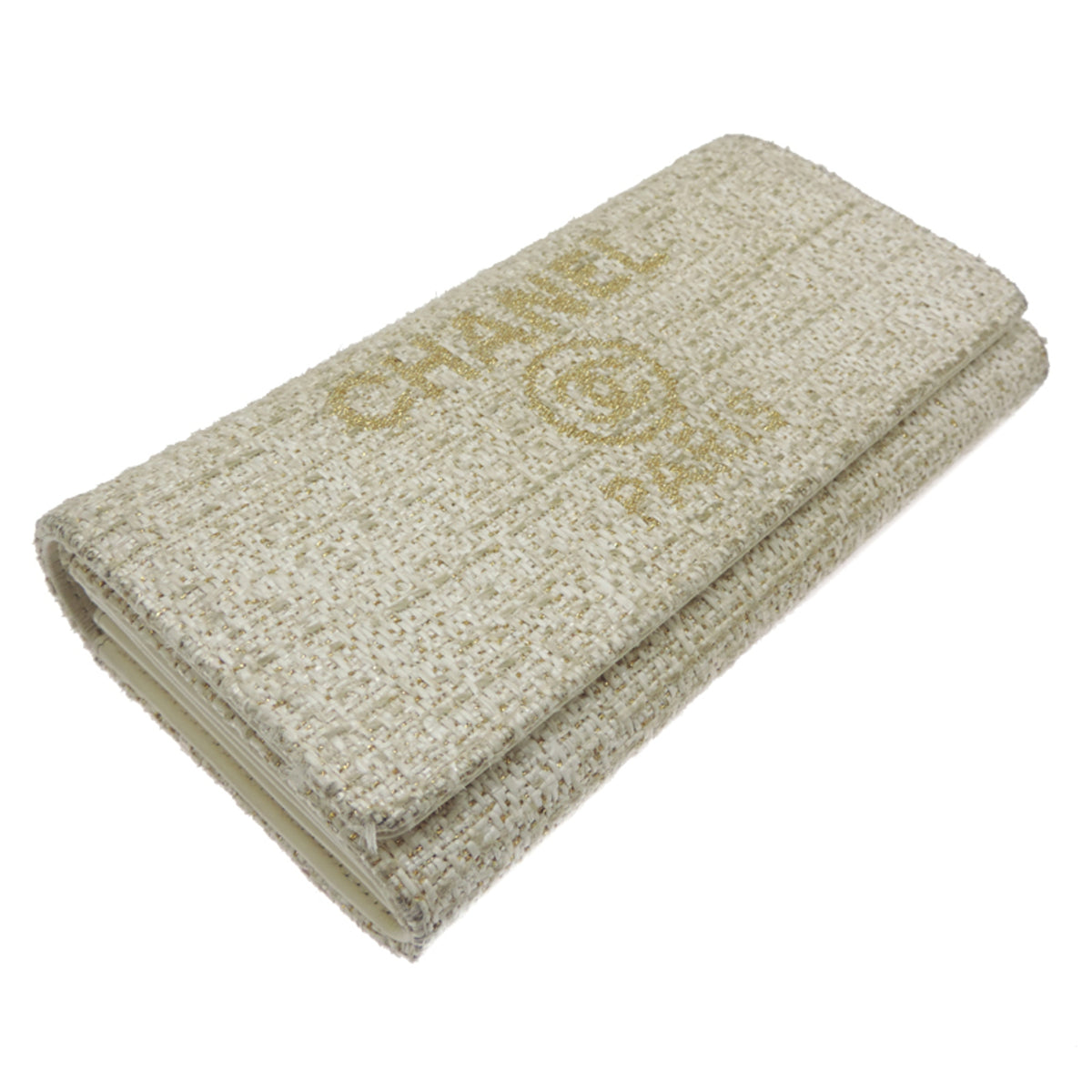 Chanel Beige Tweed Long Wallet (Bi-Fold) (Pre-Owned)