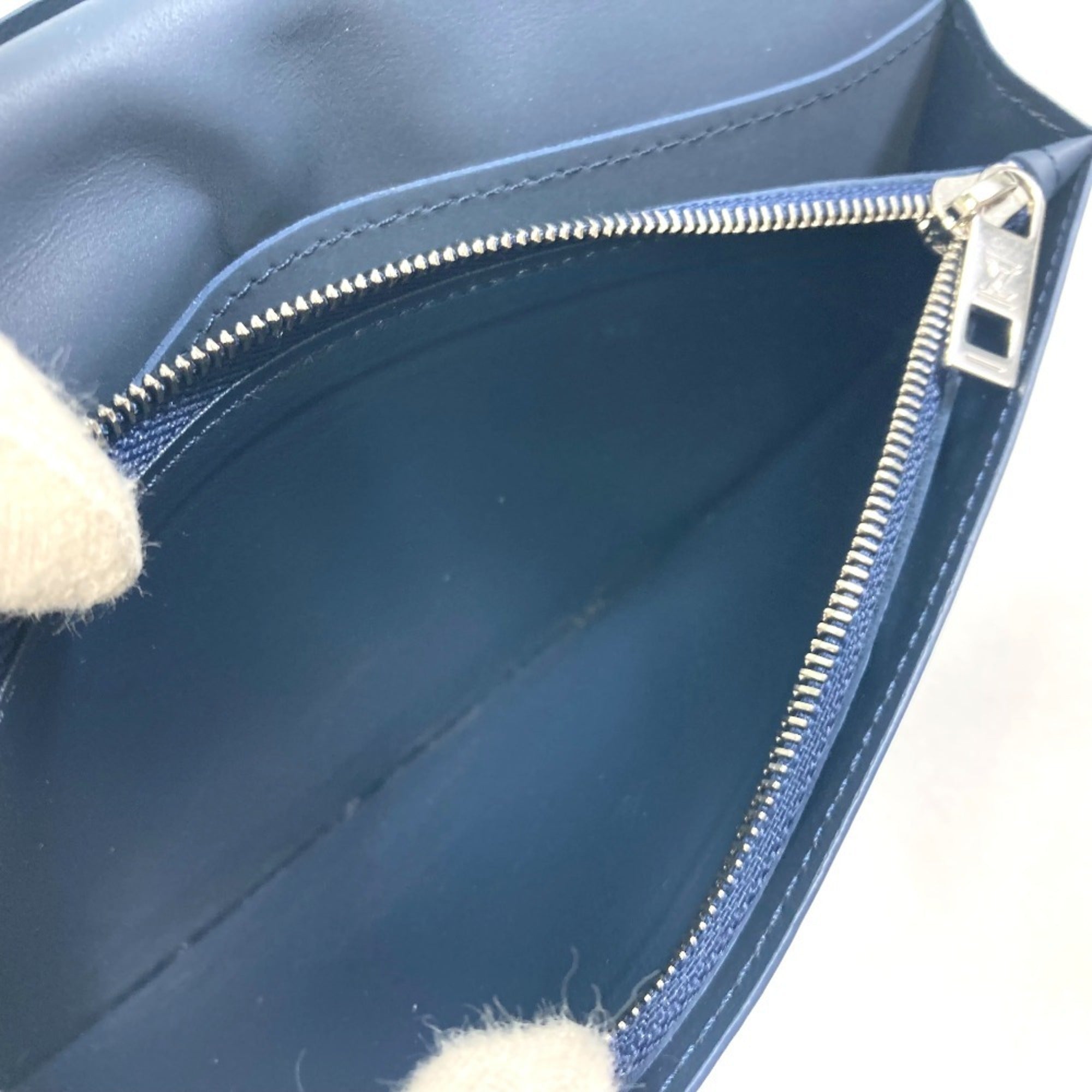 Louis Vuitton Navy Leather Long Wallet (Bi-Fold) (Pre-Owned)