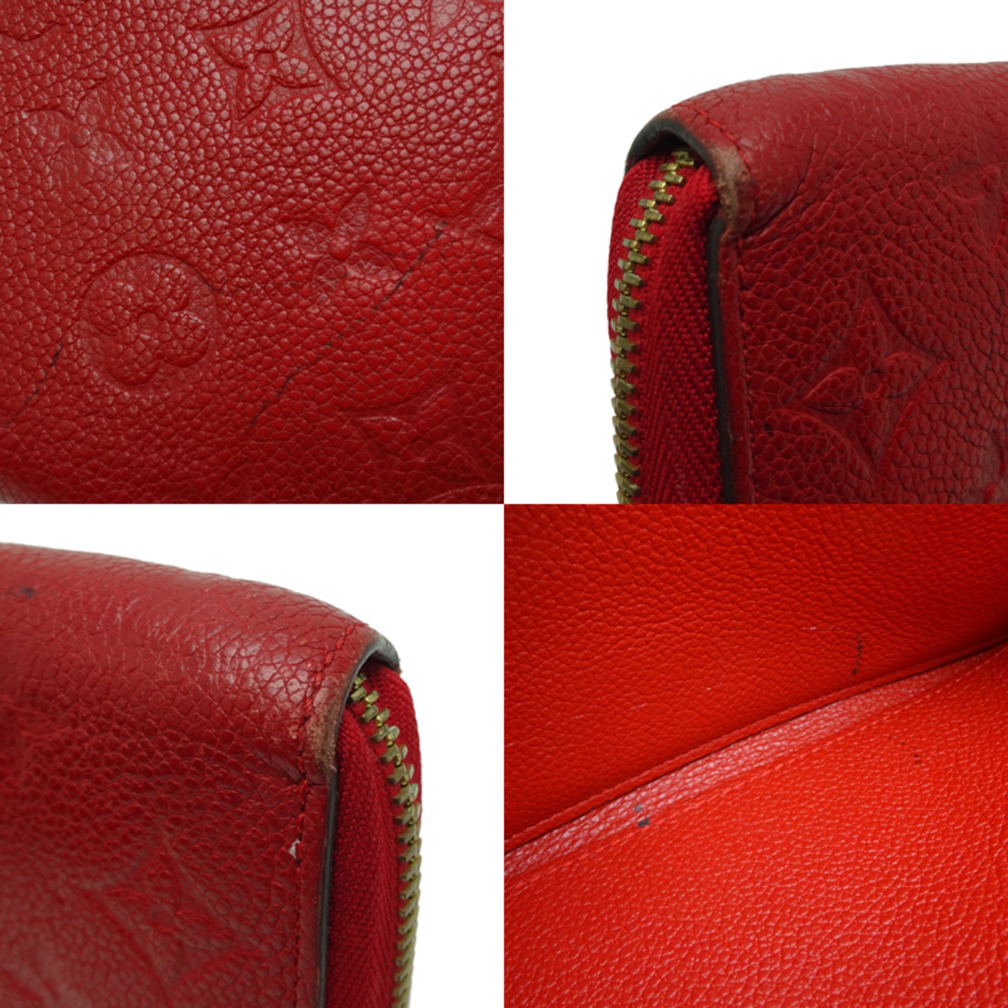 Louis Vuitton Cerise Red Color Monogram Empreinte Long Wallet (Bi-Fold) (Pre-Owned)