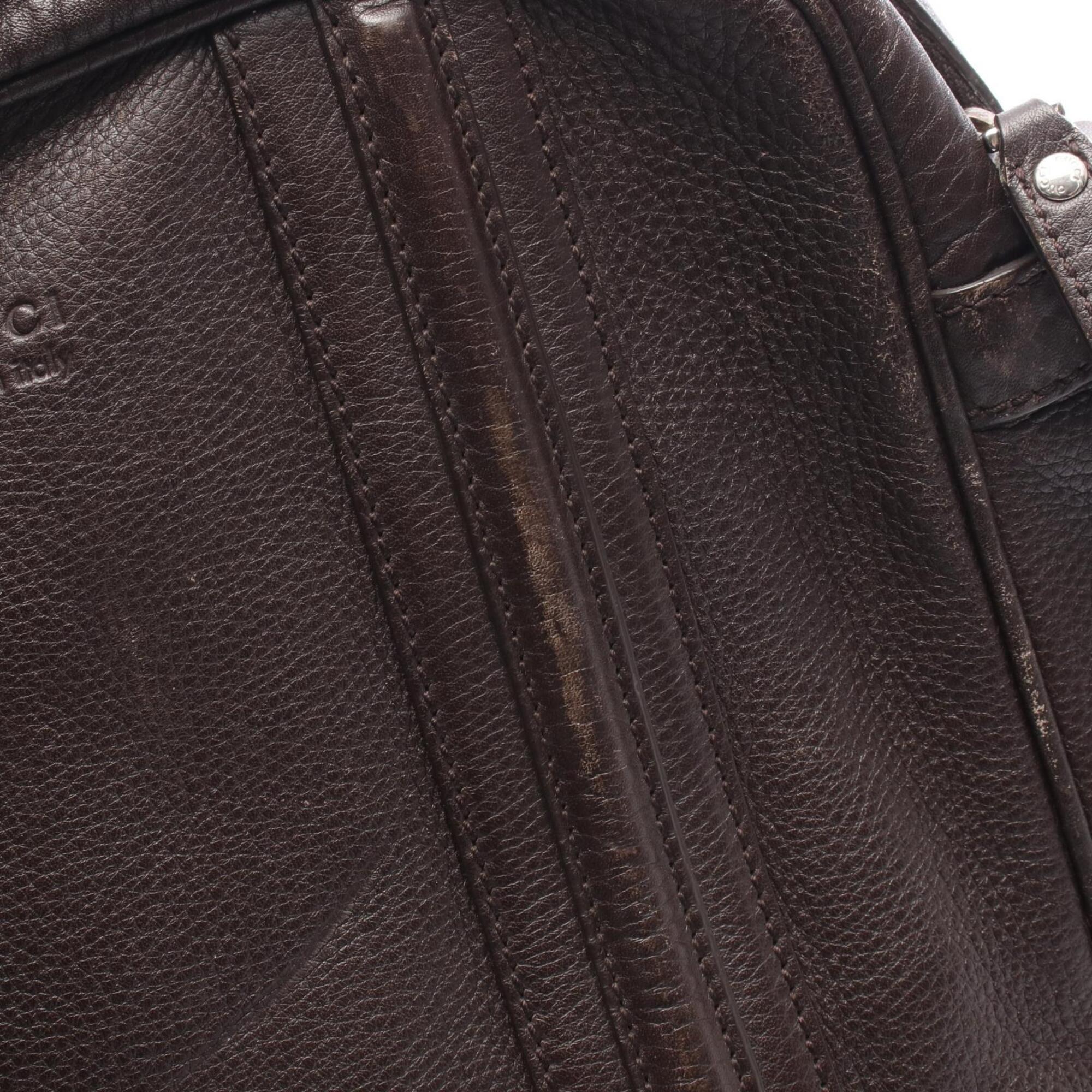 Gucci Brown Leather Handbag Shoulder Bag (Pre-Owned)