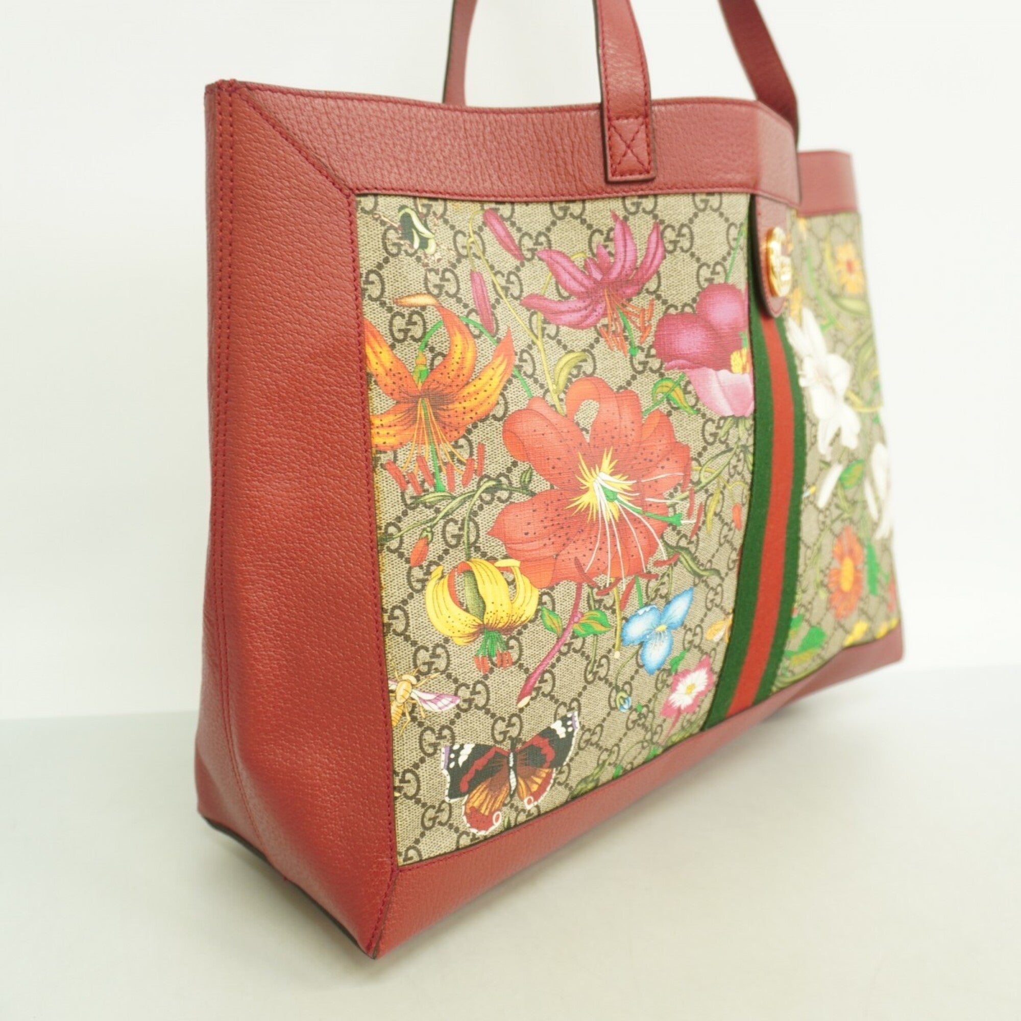 Gucci Multi-Color Red Color Pvc Tote Bag (Pre-Owned)