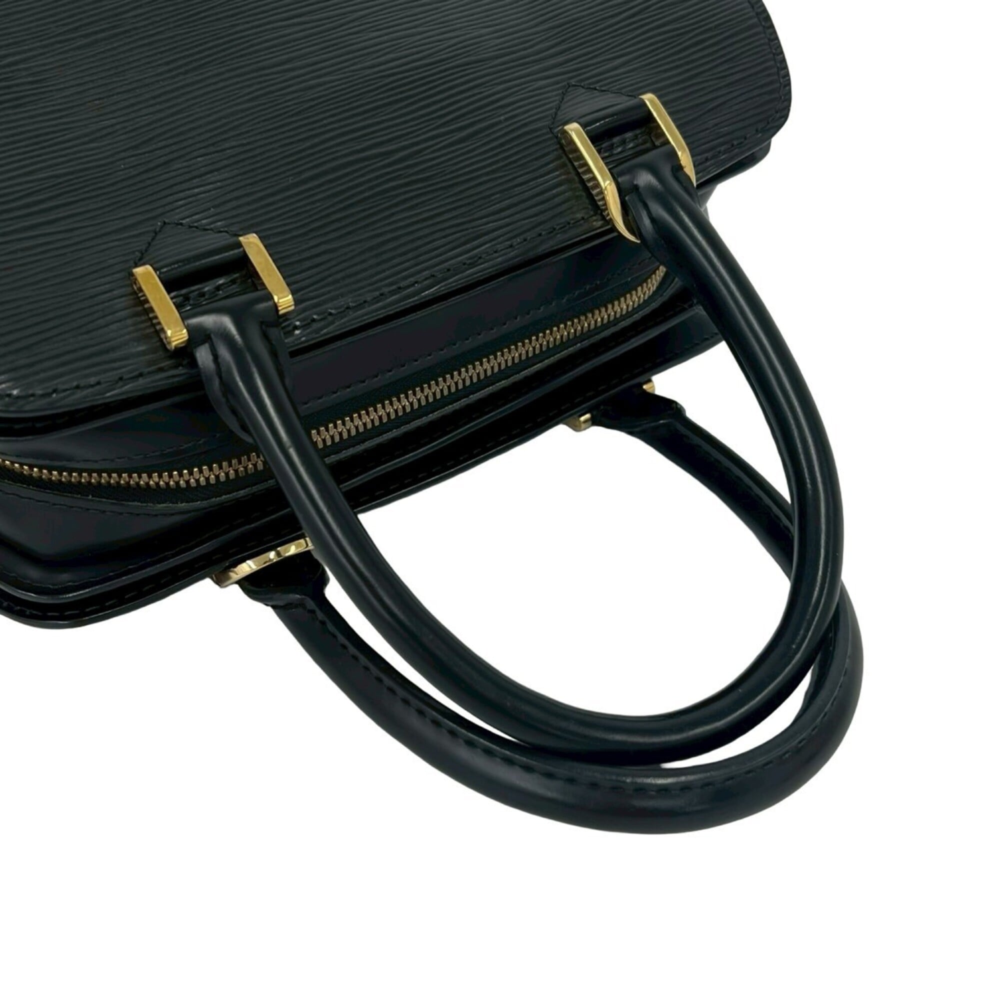 Louis Vuitton Black Leather Boston Bag Handbag (Pre-Owned)