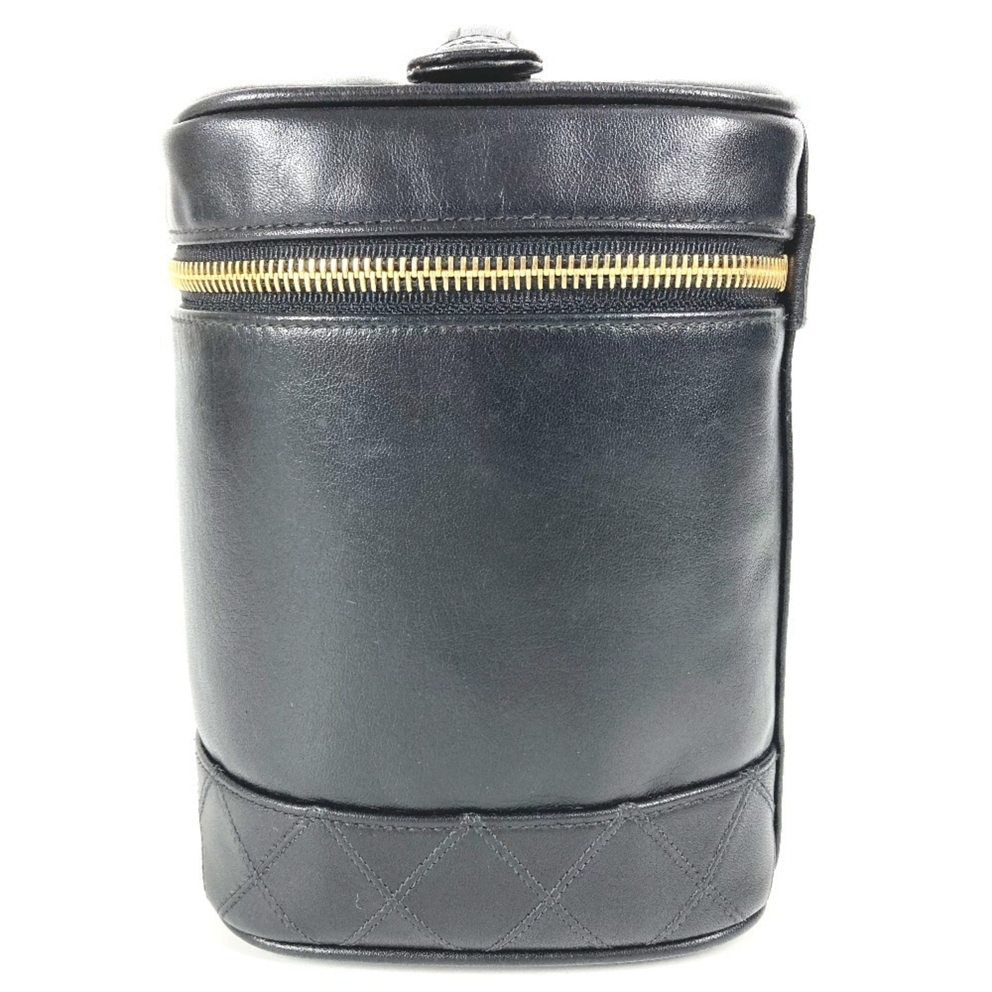 Chanel Black Leather Handbag Pouch Vanity Bag (Pre-Owned)