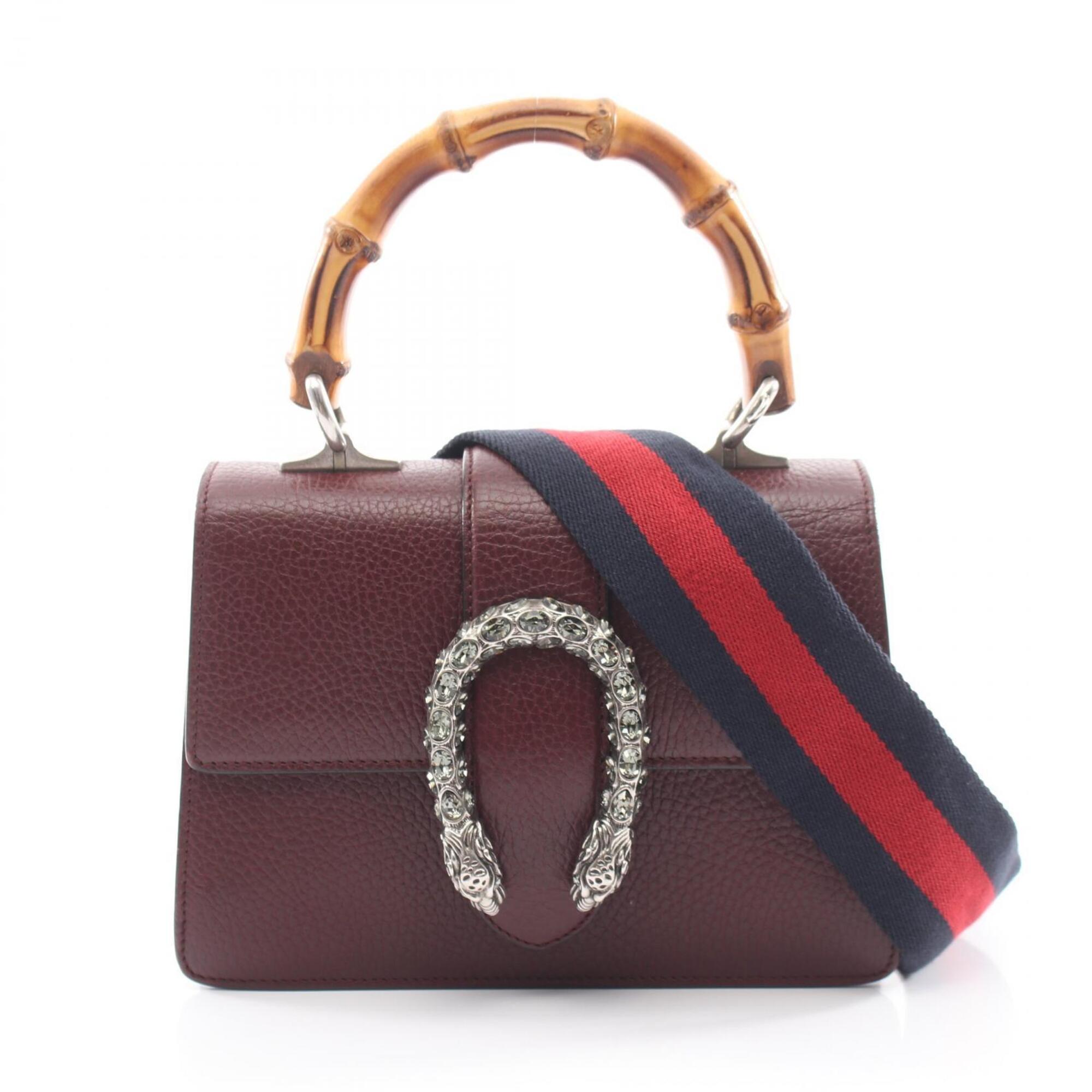 Gucci Bordeaux Leather Handbag (Pre-Owned)