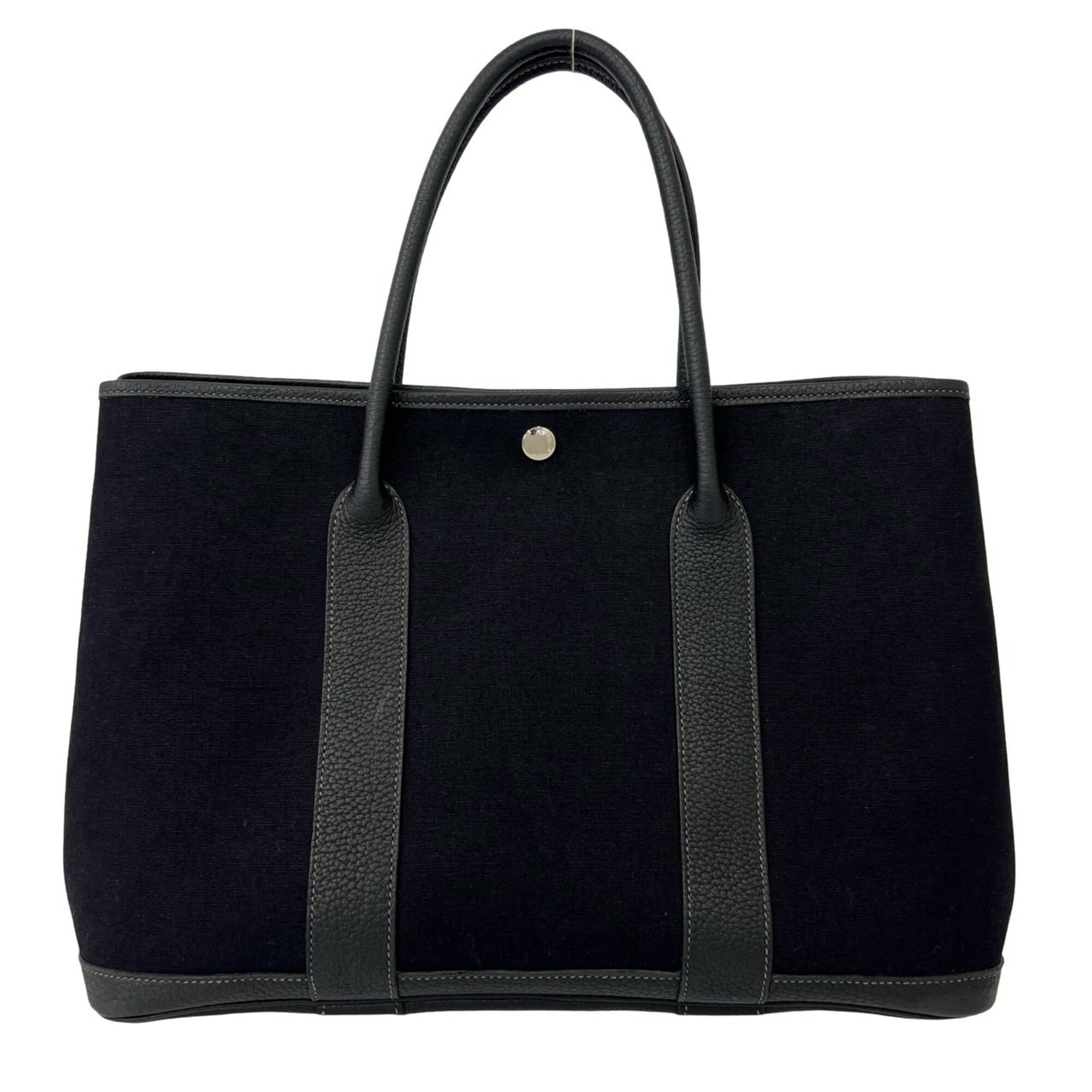 Hermes Black Toile H Buffalo Leather Shoulder Bag Tote Bag (Pre-Owned)