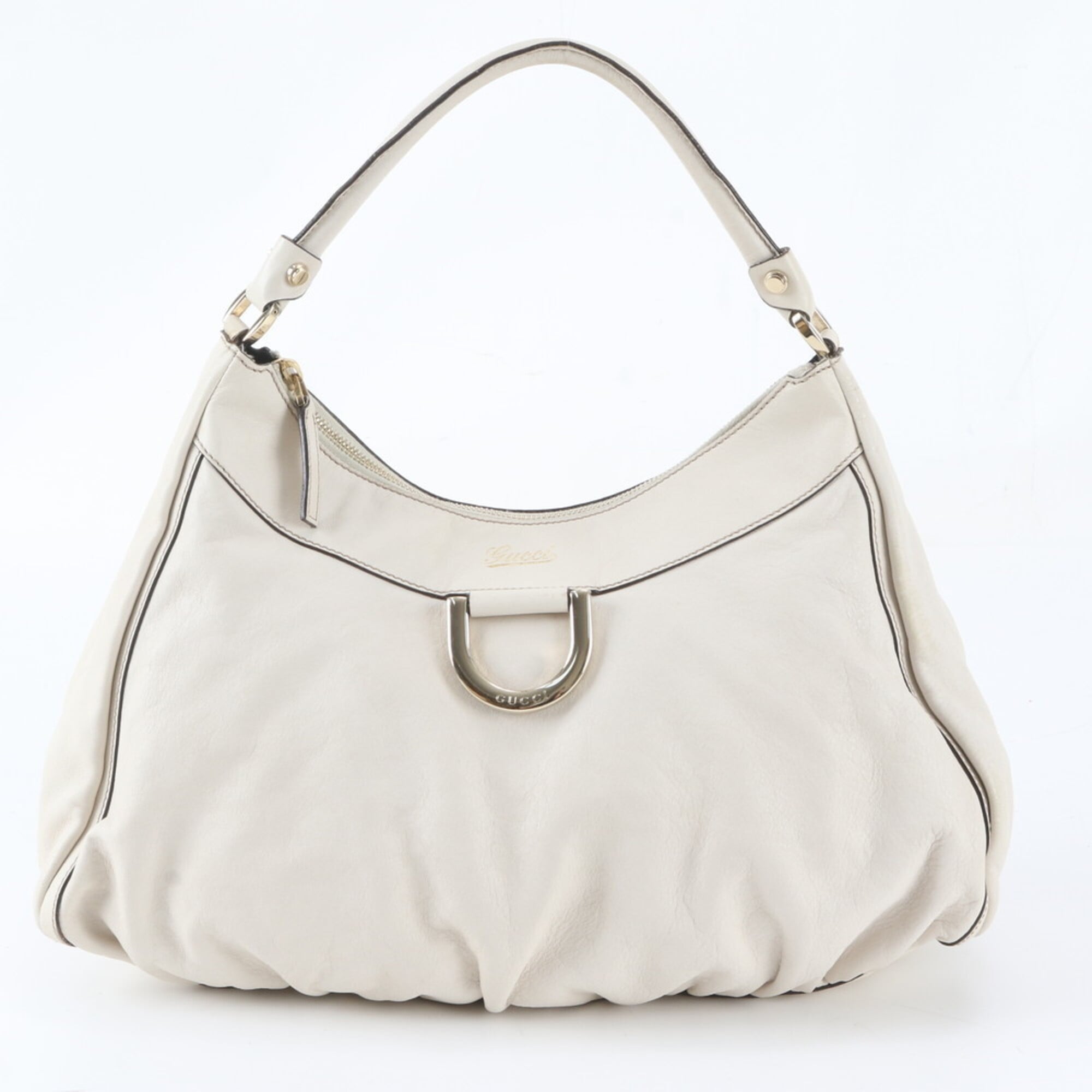 Gucci Abbey Ivory Leather Handbag Shoulder Bag Tote Bag (Pre-Owned)