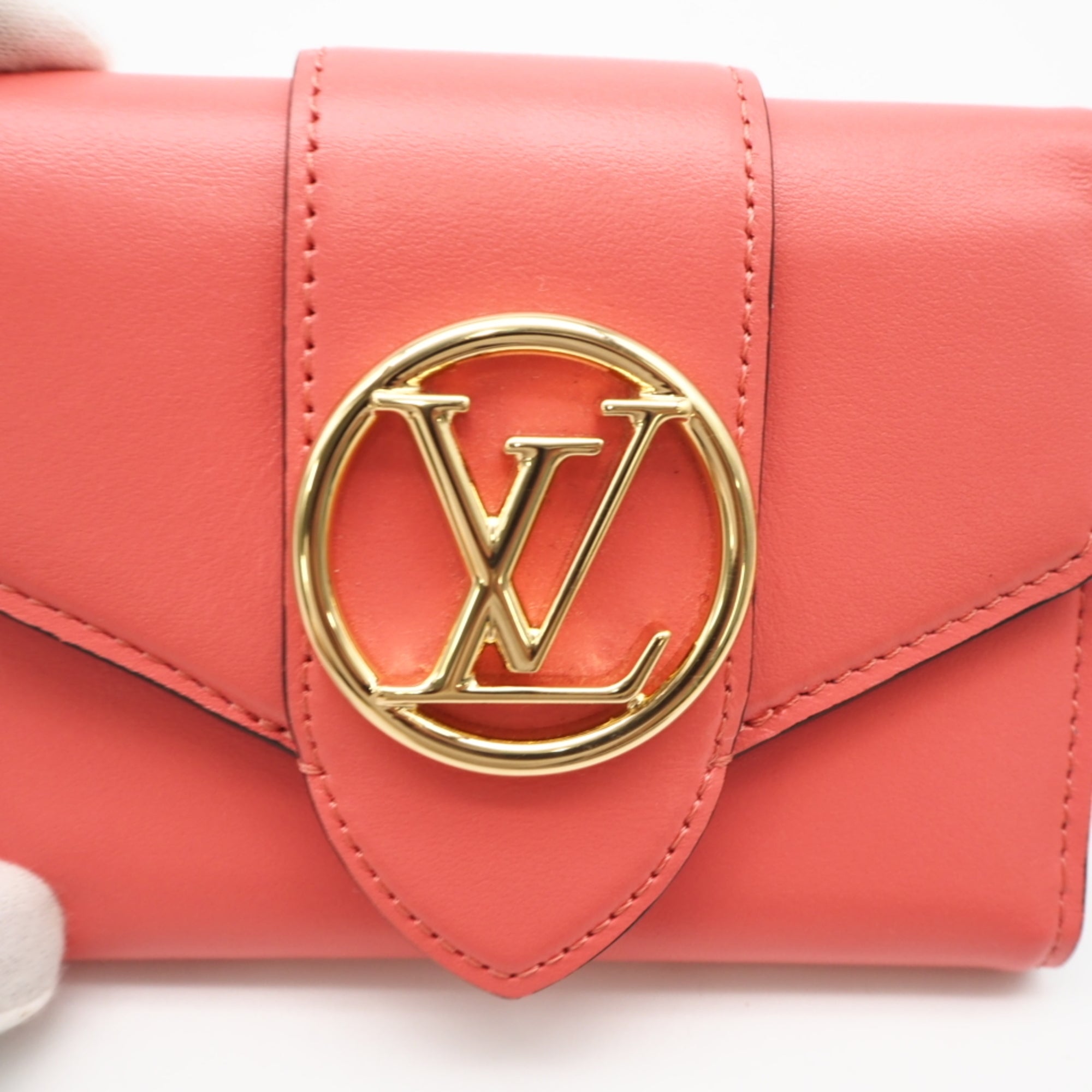 Louis Vuitton Blue Pink Leather Wallet (Tri-Fold) (Pre-Owned)