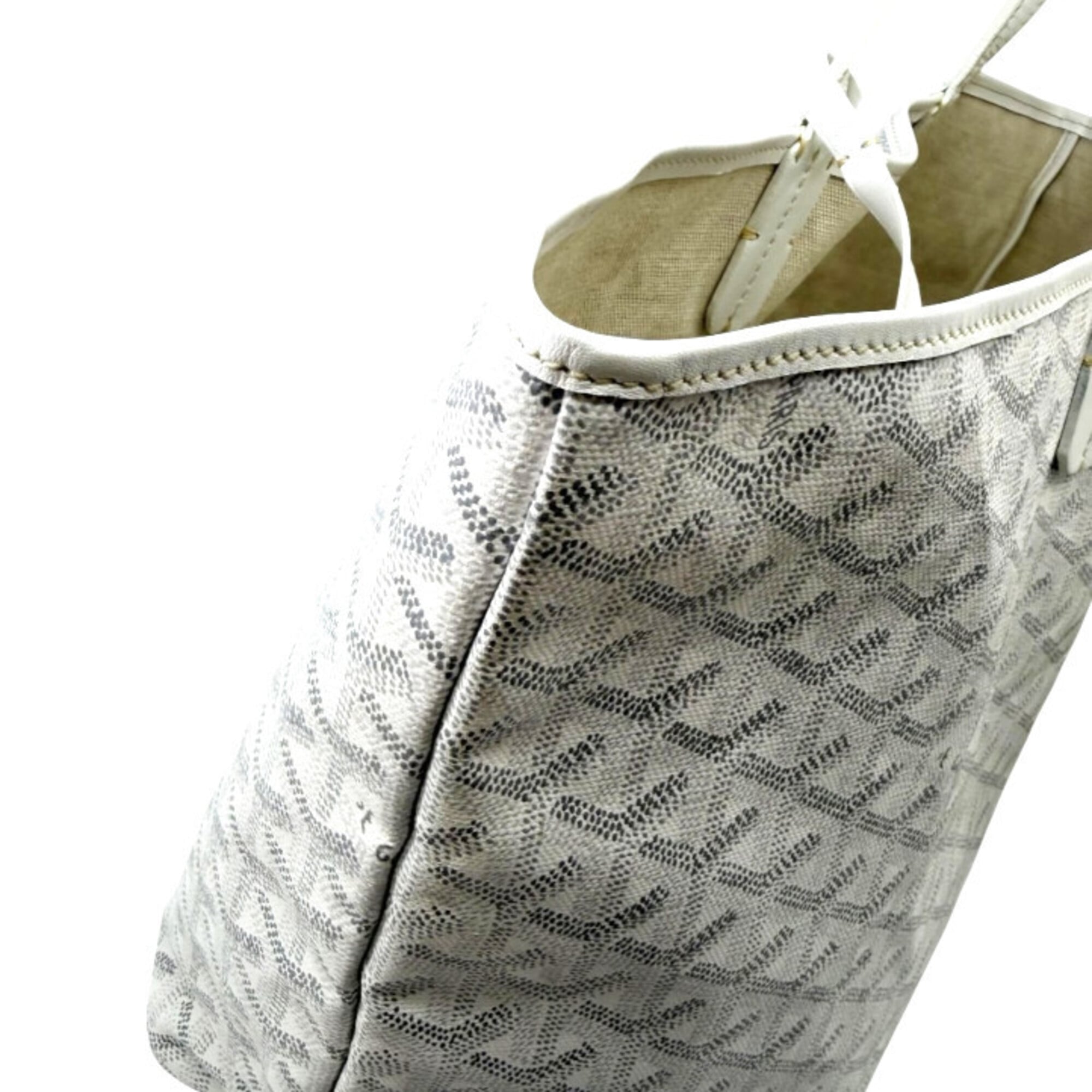 Goyard White Coated Canvas Leather Shoulder Bag Tote Bag (Pre-Owned)