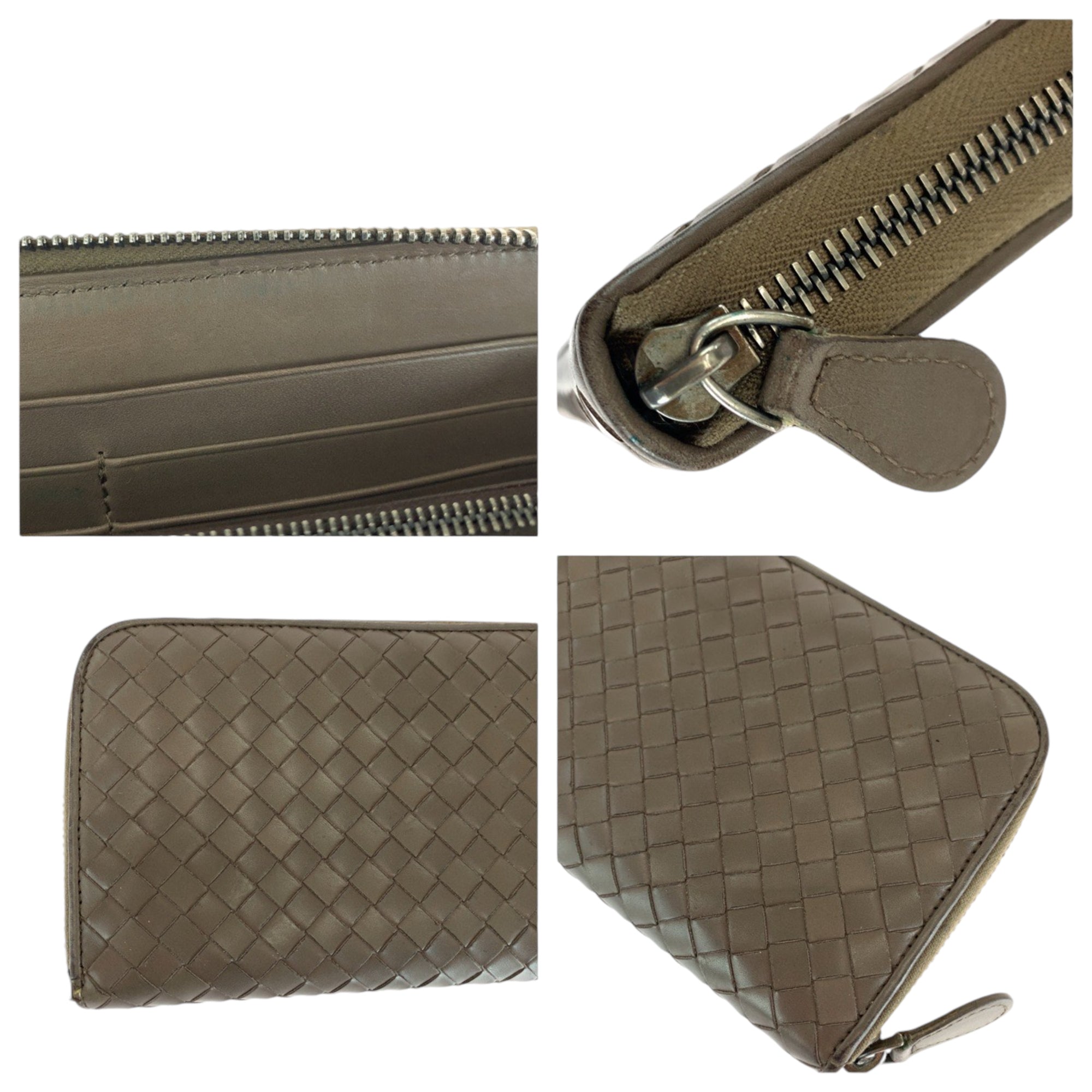 Bottega Veneta Intrecciato Brown Leather Long Wallet (Bi-Fold) (Pre-Owned)