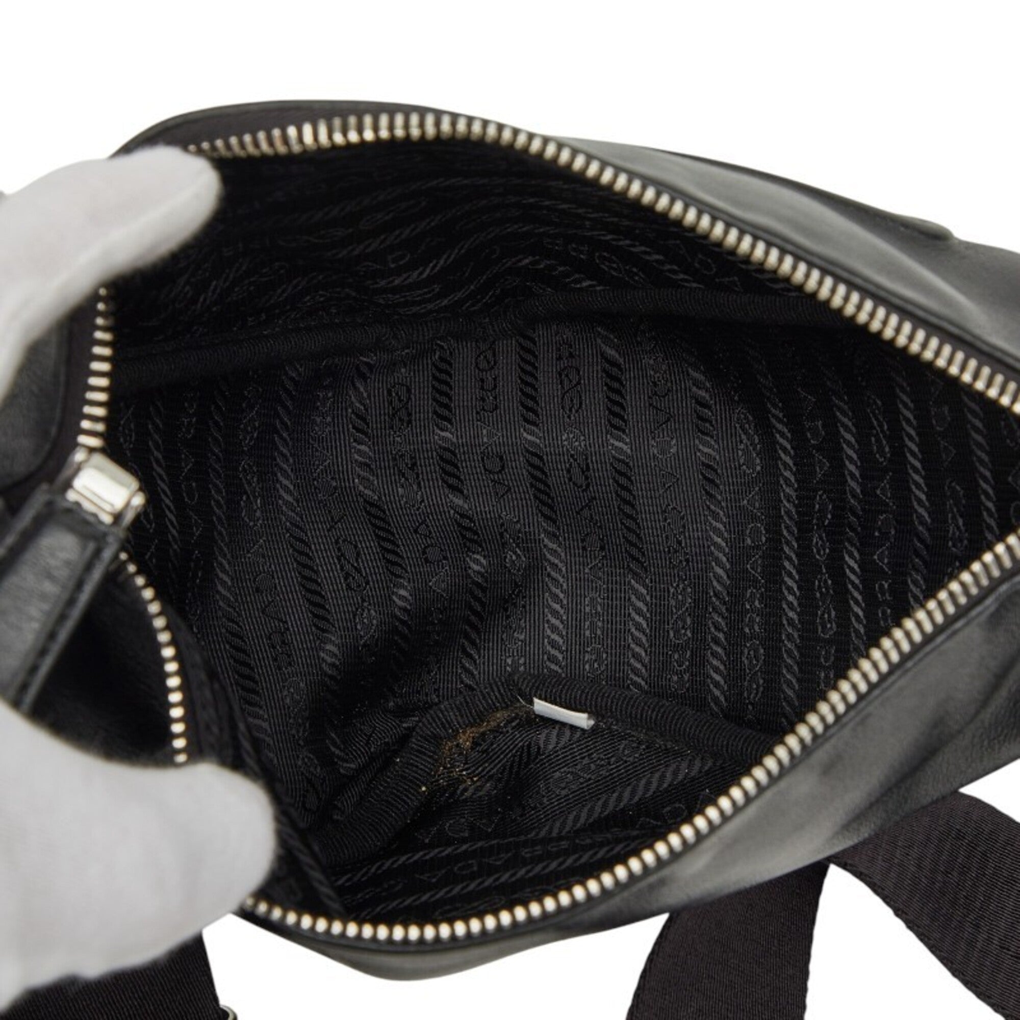 Prada Black Leather Pouch Shoulder Bag (Pre-Owned)