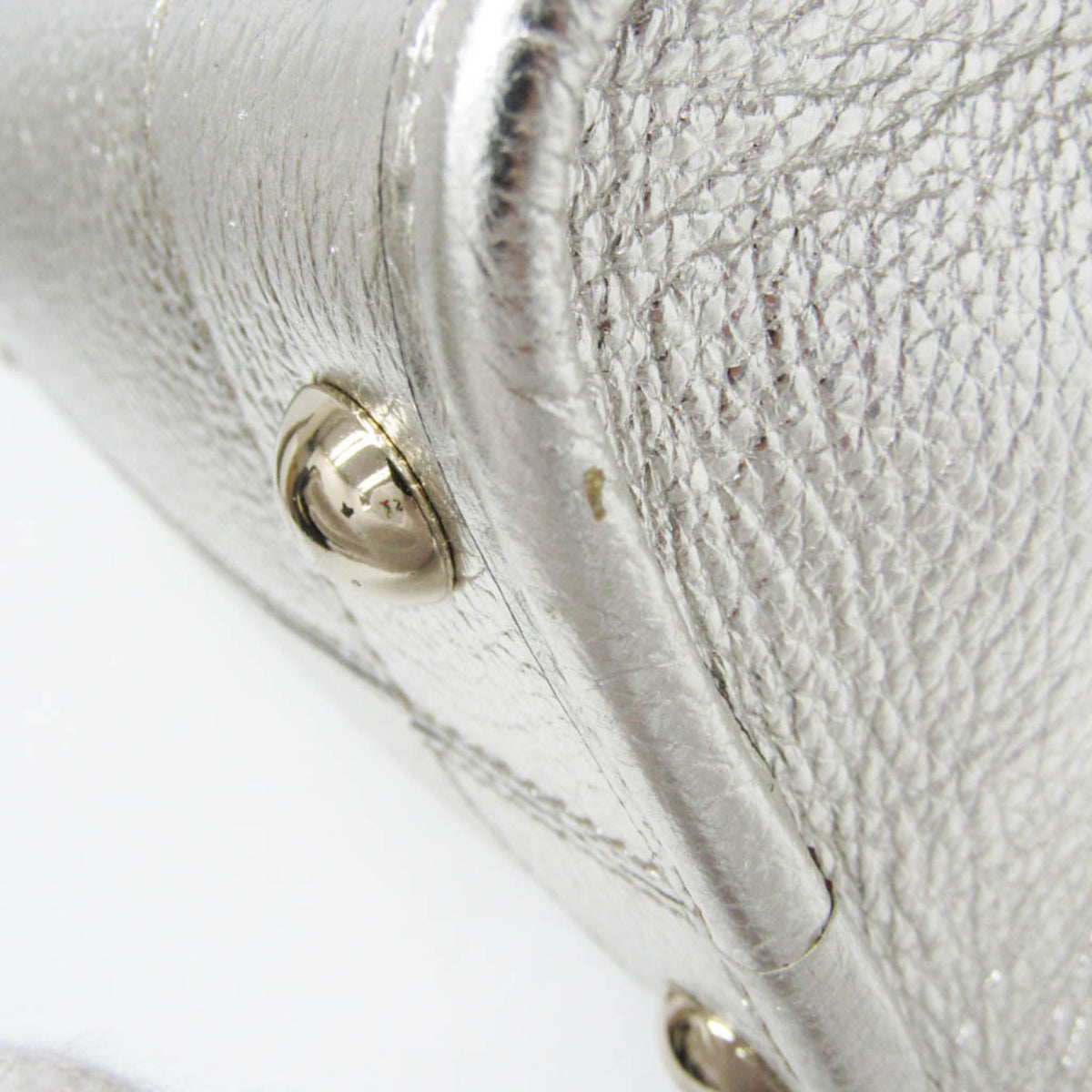 Salvatore Ferragamo Gancini Silver Leather Handbag Shoulder Bag (Pre-Owned)
