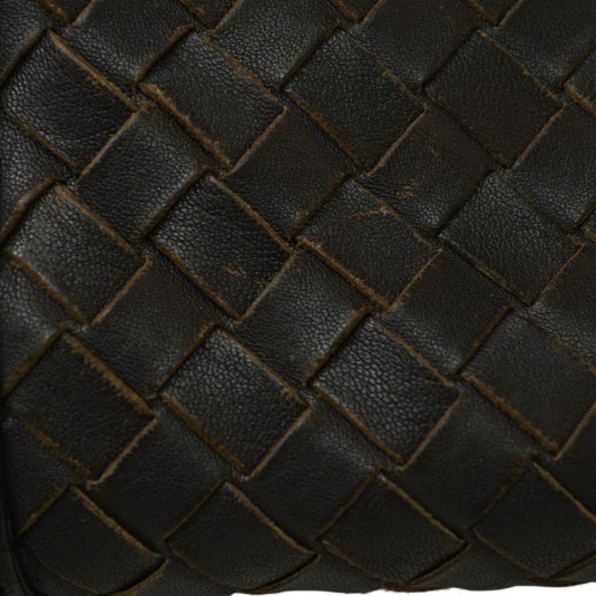 Bottega Veneta Black Gray Leather Messenger Bag Shoulder Bag (Pre-Owned)