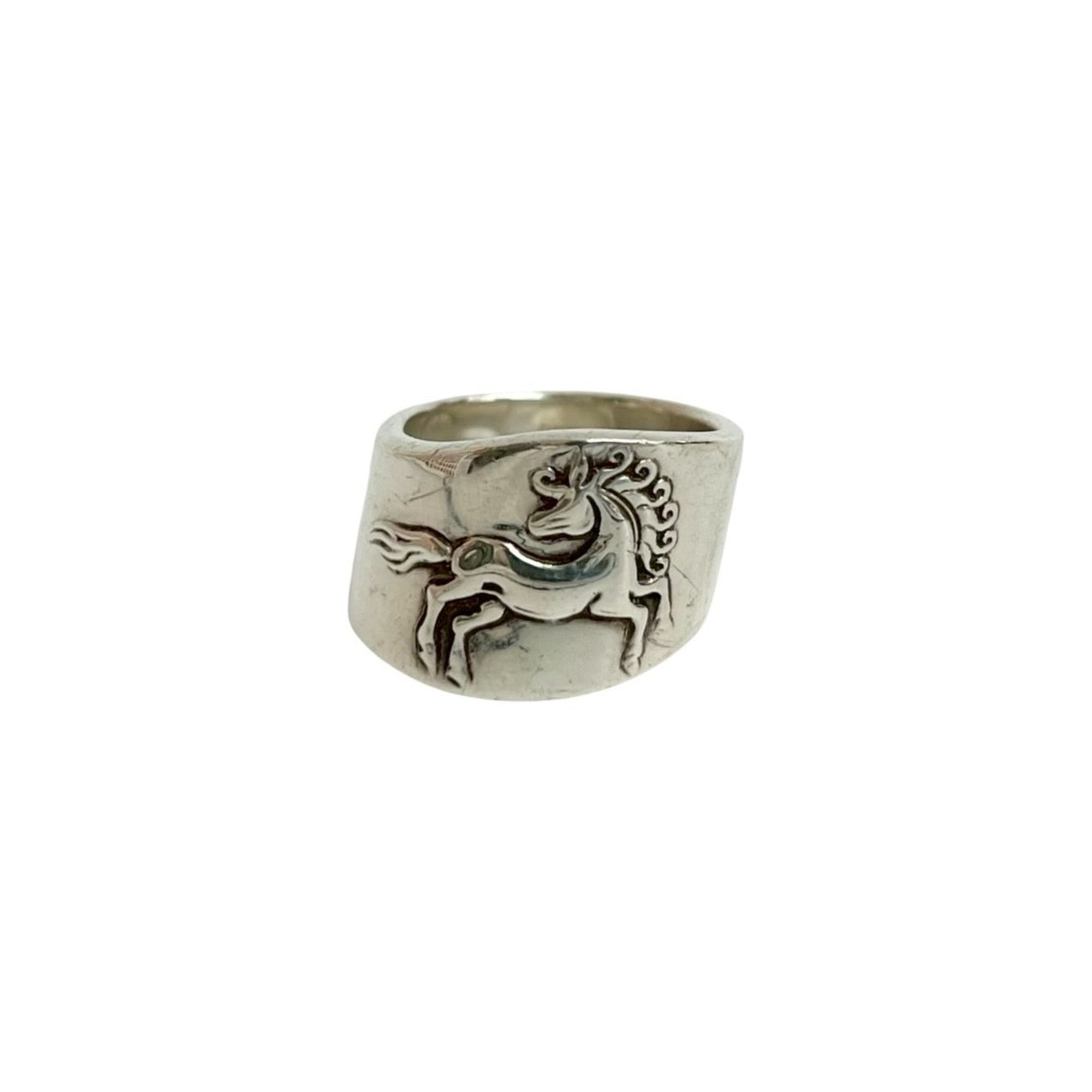 Hermes Silver Silver 925 Band Ring (Pre-Owned)