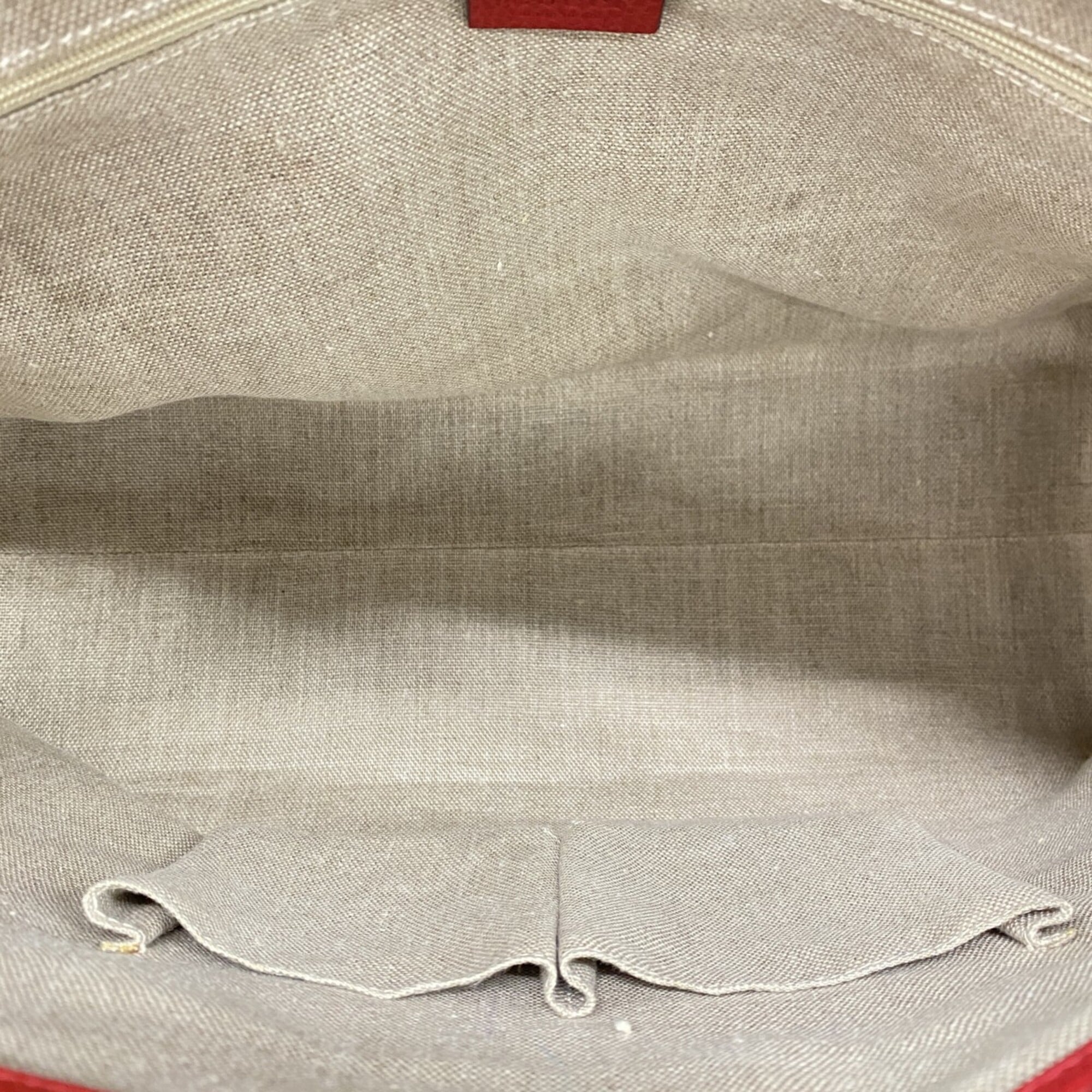 Gucci Red Color Leather Tote Bag (Pre-Owned)
