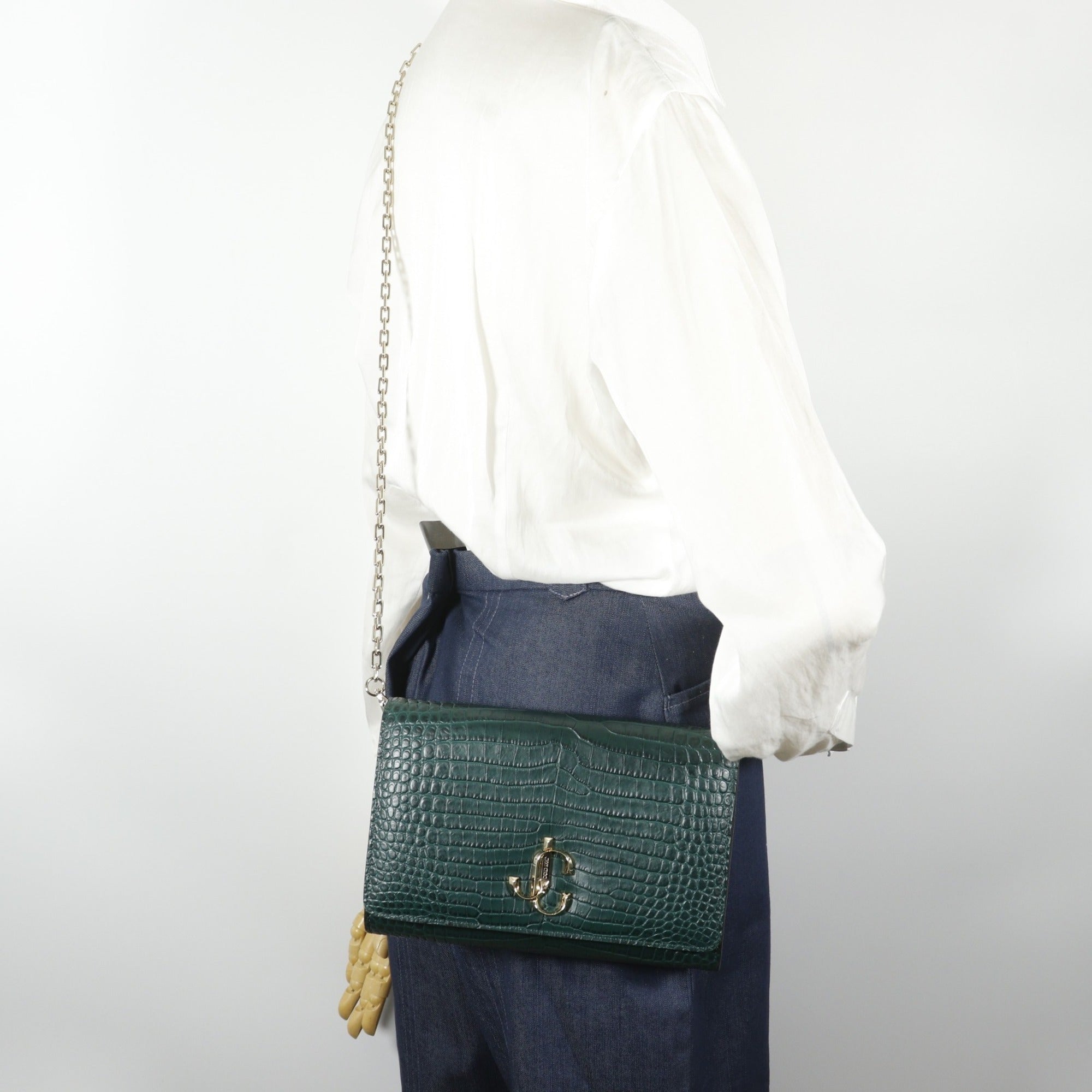 Jimmy Choo Green Leather Shoulder Bag (Pre-Owned)