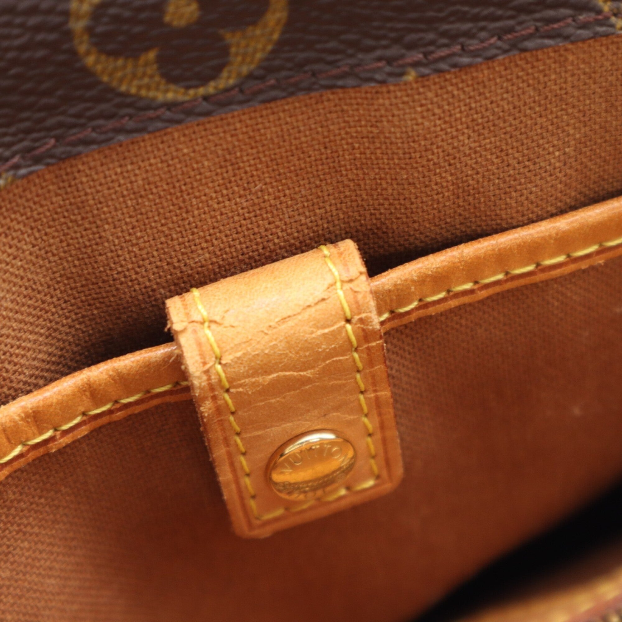 Louis Vuitton Beige Brown Coated Canvas Leather Handbag (Pre-Owned)