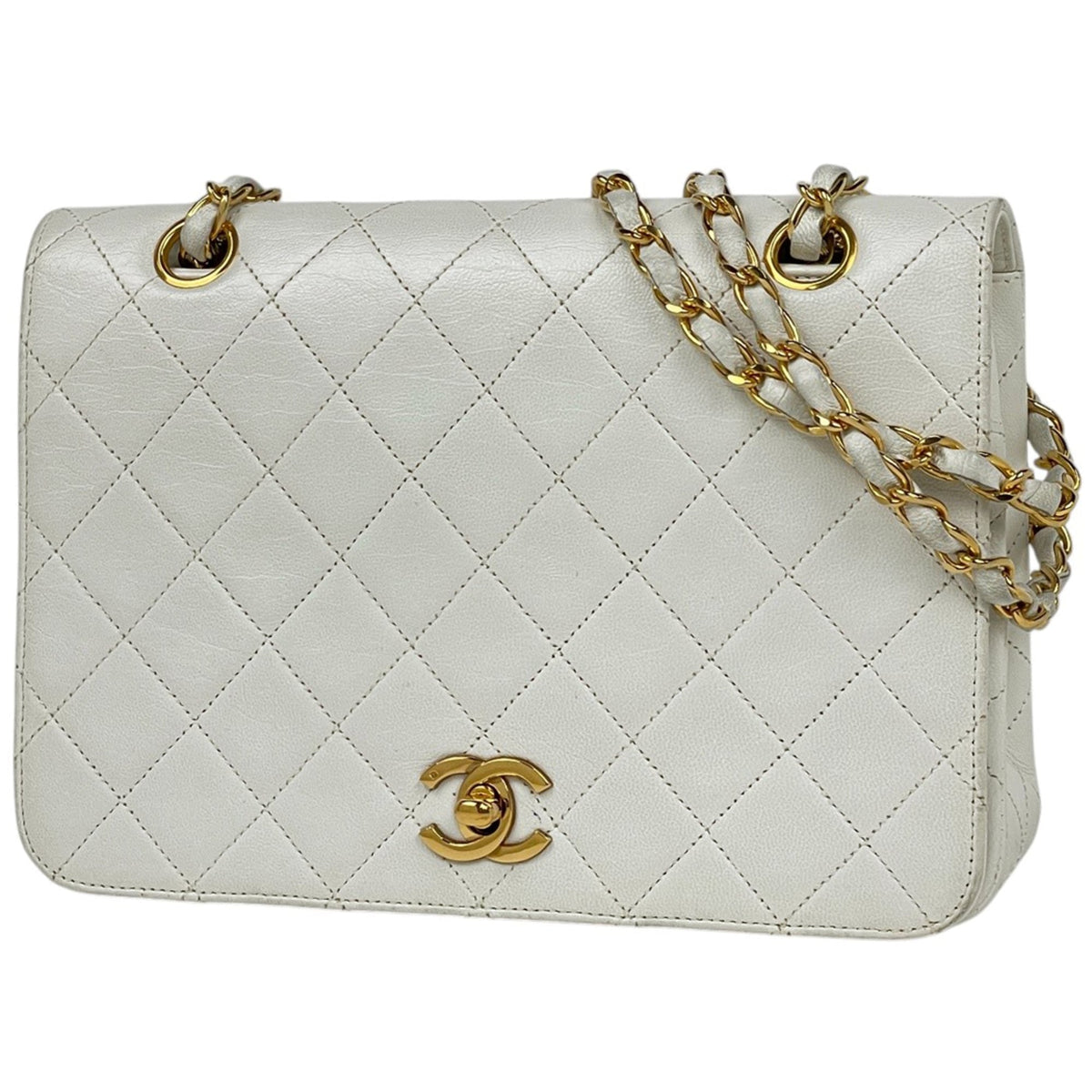 Chanel Matelasse White Leather Shoulder Bag (Pre-Owned)