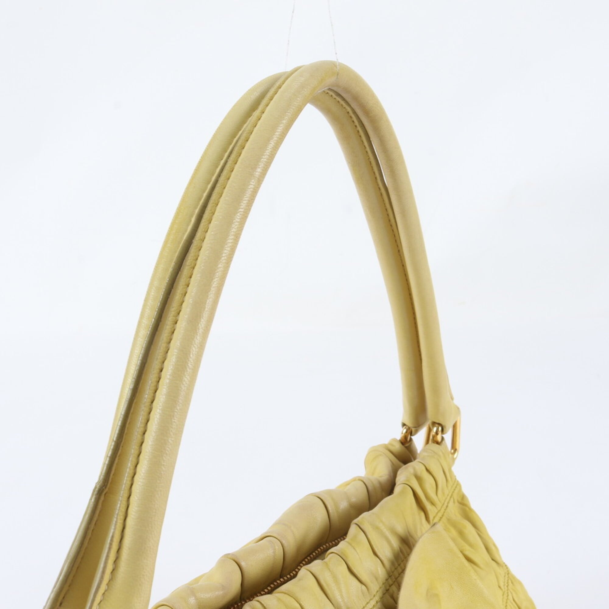 Prada Yellow Leather Handbag Shoulder Bag Tote Bag (Pre-Owned)