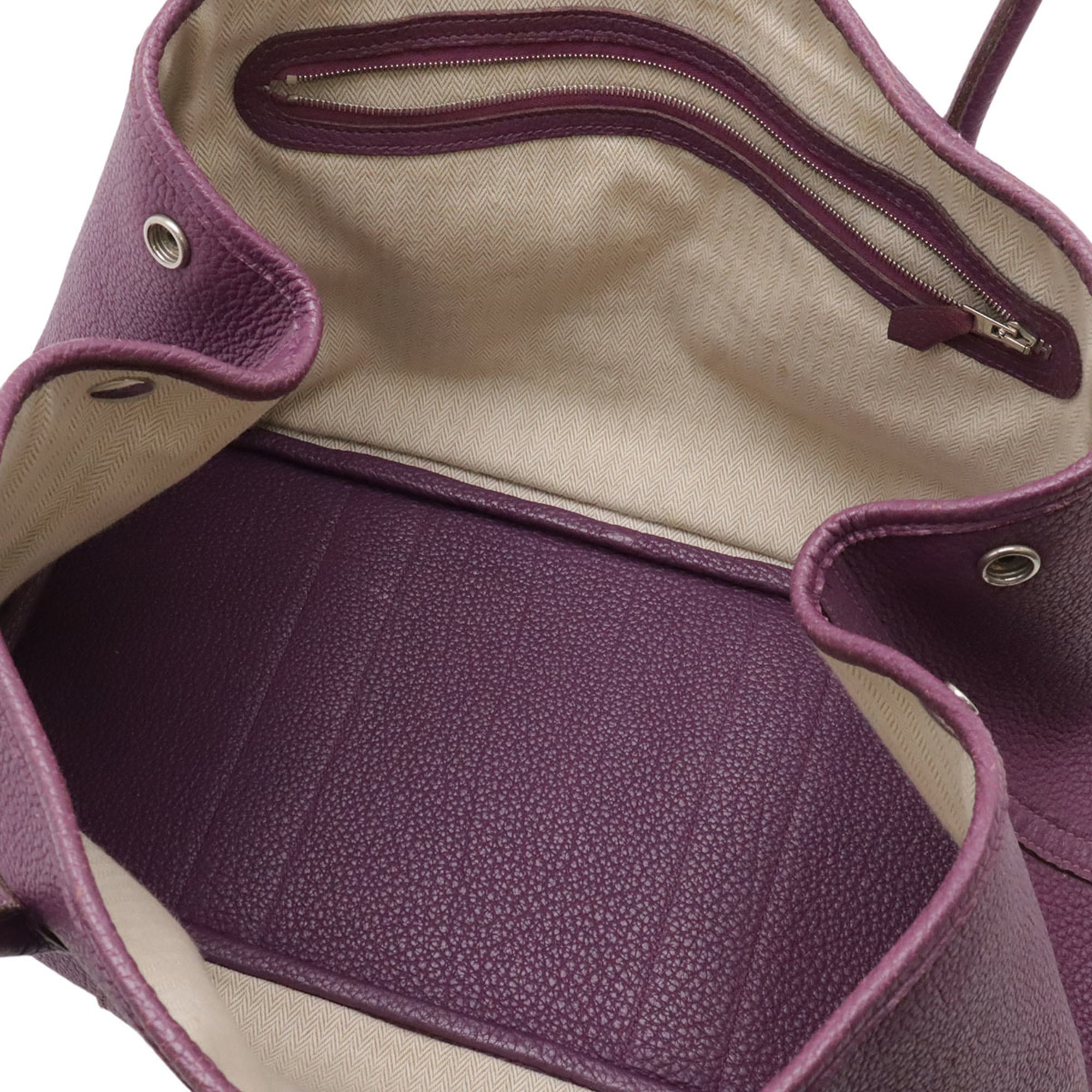 Hermes Cassis Purple Yellow Negonda Leather Handbag Tote Bag (Pre-Owned)