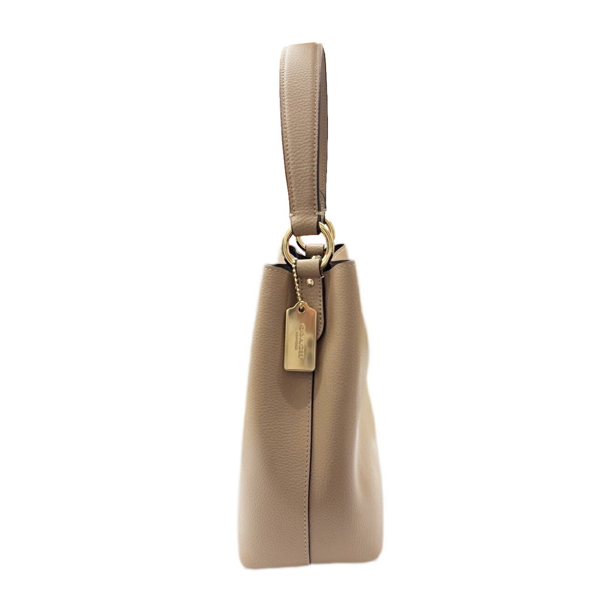 Coach Beige Leather Handbag Shoulder Bag (Pre-Owned)