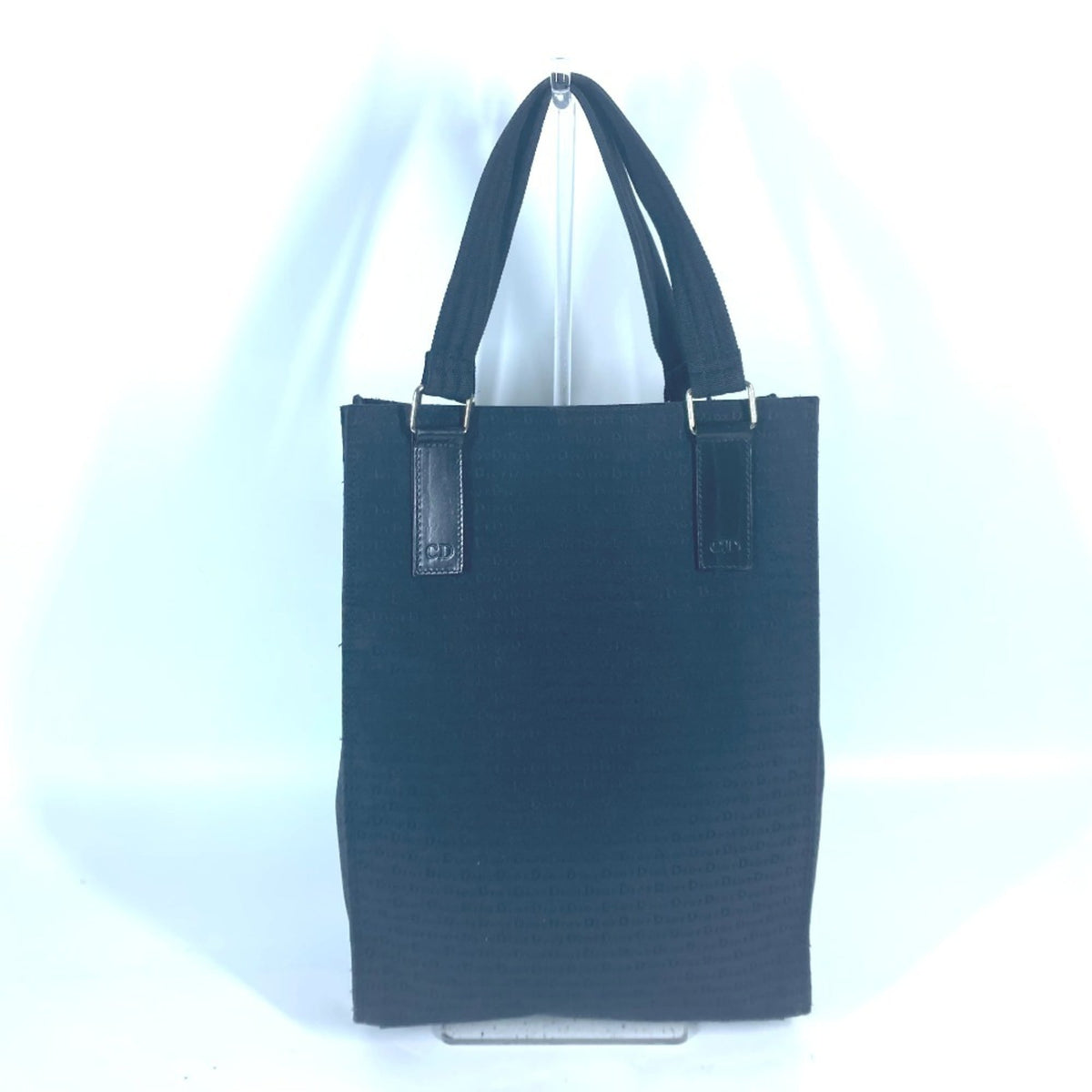 Christian Dior Black Leather Canvas Shoulder Bag Tote Bag (Pre-Owned)